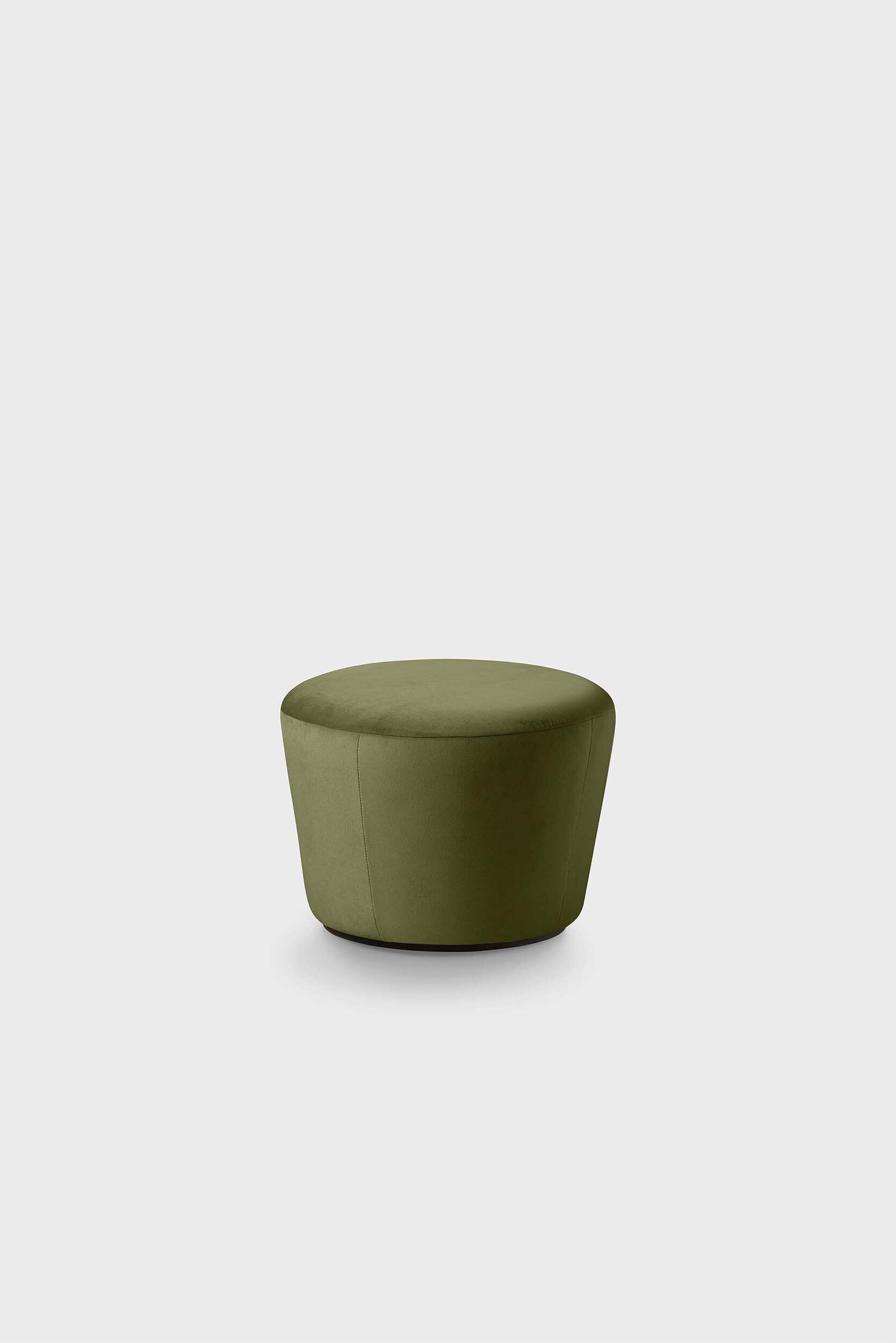 Naïve Pouf featuring a cupcake silhouette in soft velour, perfect for stylish seating in any room.