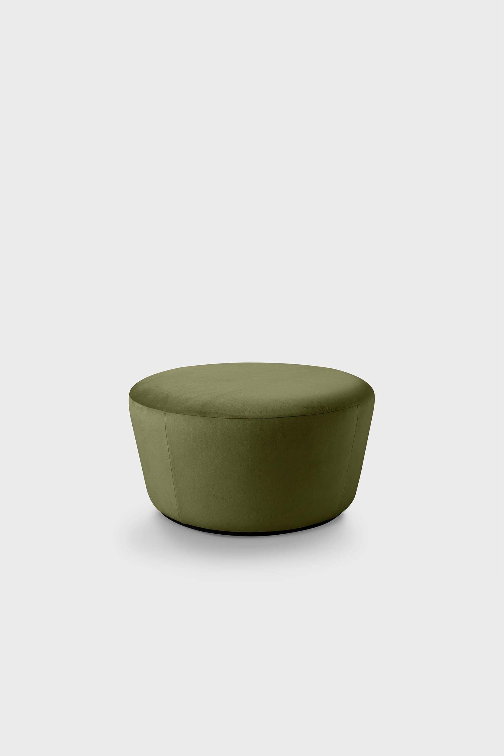 Naïve Pouf featuring a cupcake silhouette in soft velour, perfect for stylish seating in any room.