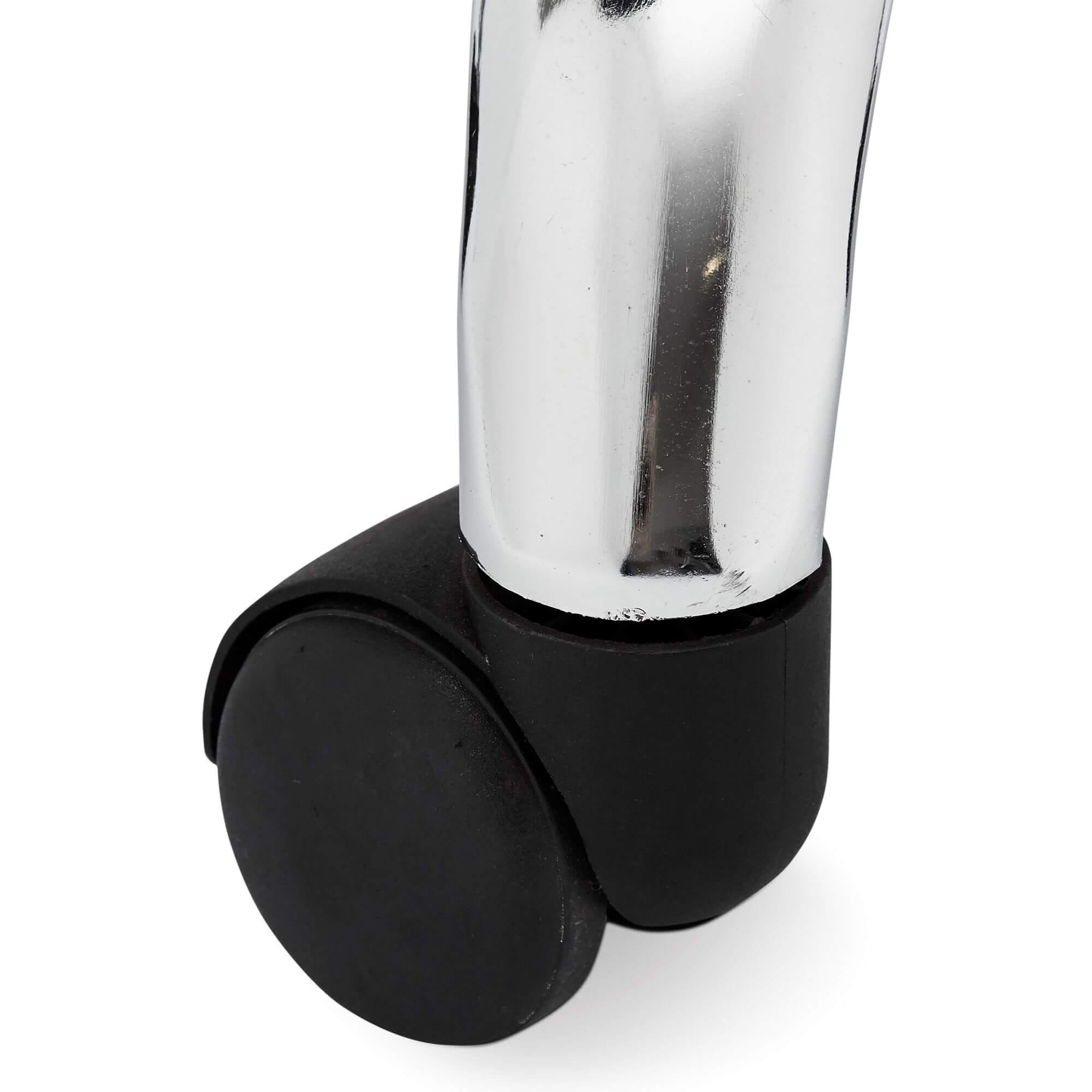 Designo Black Office Chair with high backrest and silver metal base, featuring elegant channel-seamed upholstery.