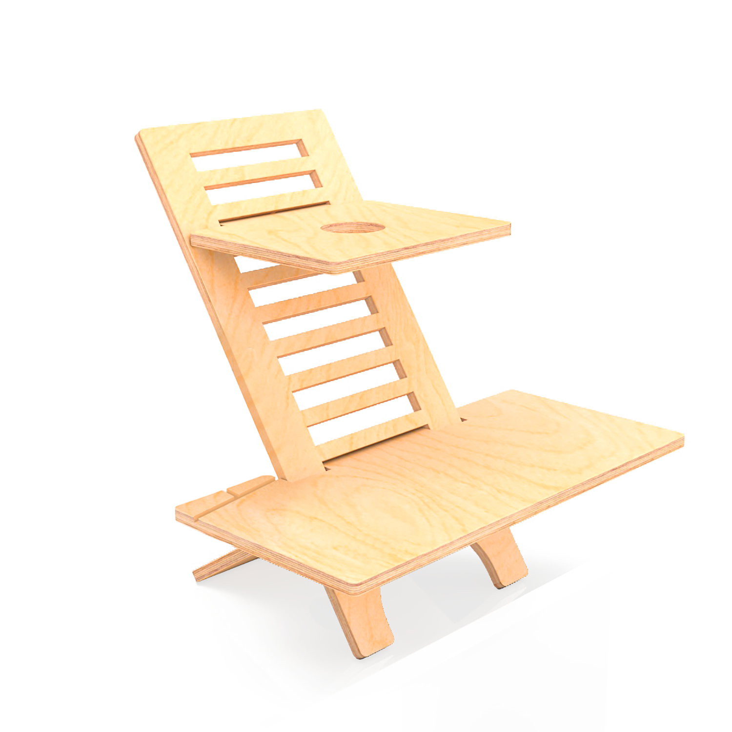 Original DeskStand - Adjustable Standing Desk featuring a sleek design with a built-in cable manager and smartphone holder, made from premium Baltic Birch plywood.