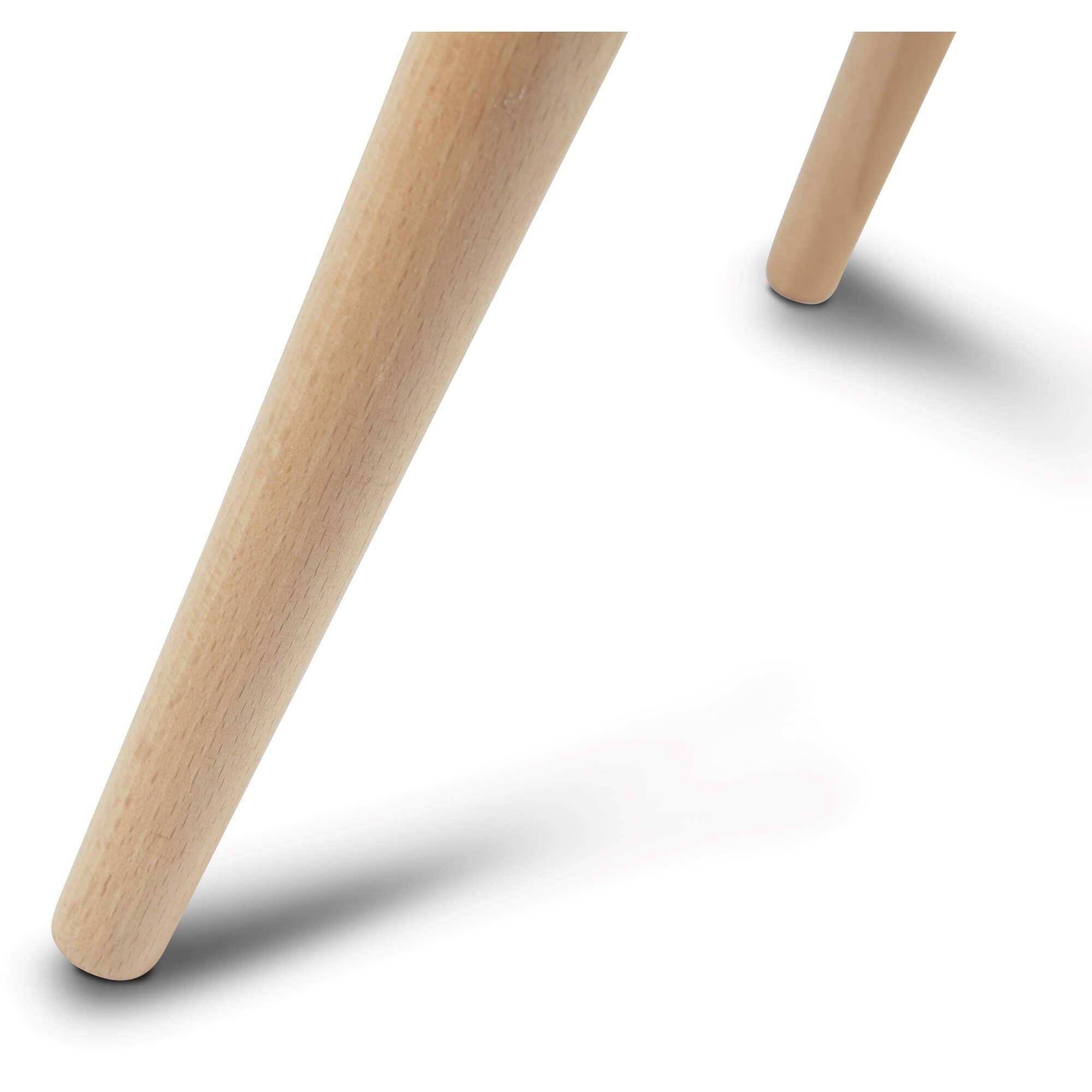 Oval white coffee table made of beech wood and medium density-fiberboard, featuring a sleek Scandinavian design.