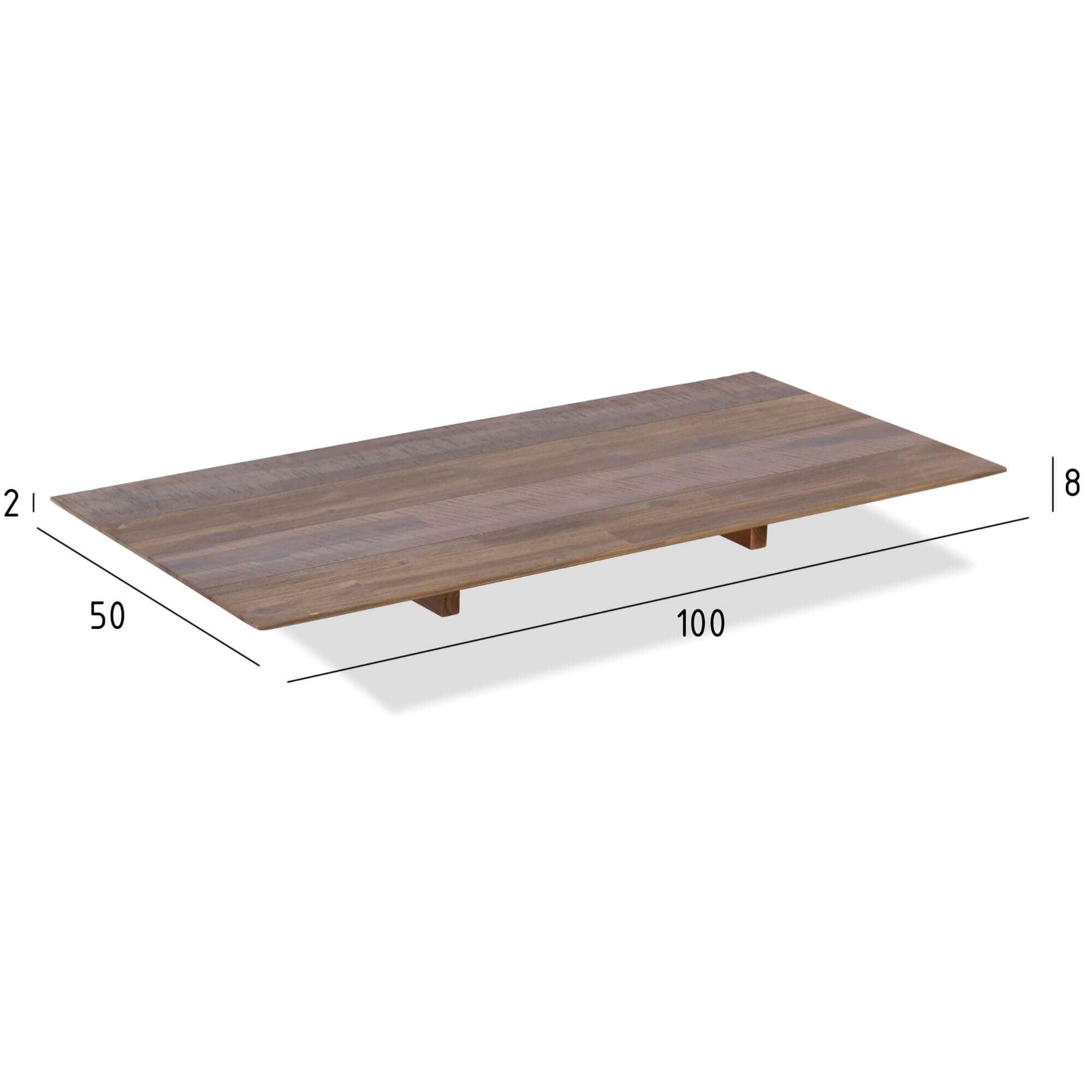 Malaga Rectangular Solid Acacia Extension Plate, 100x50 cm, showcasing its elegant design and natural wood grain.