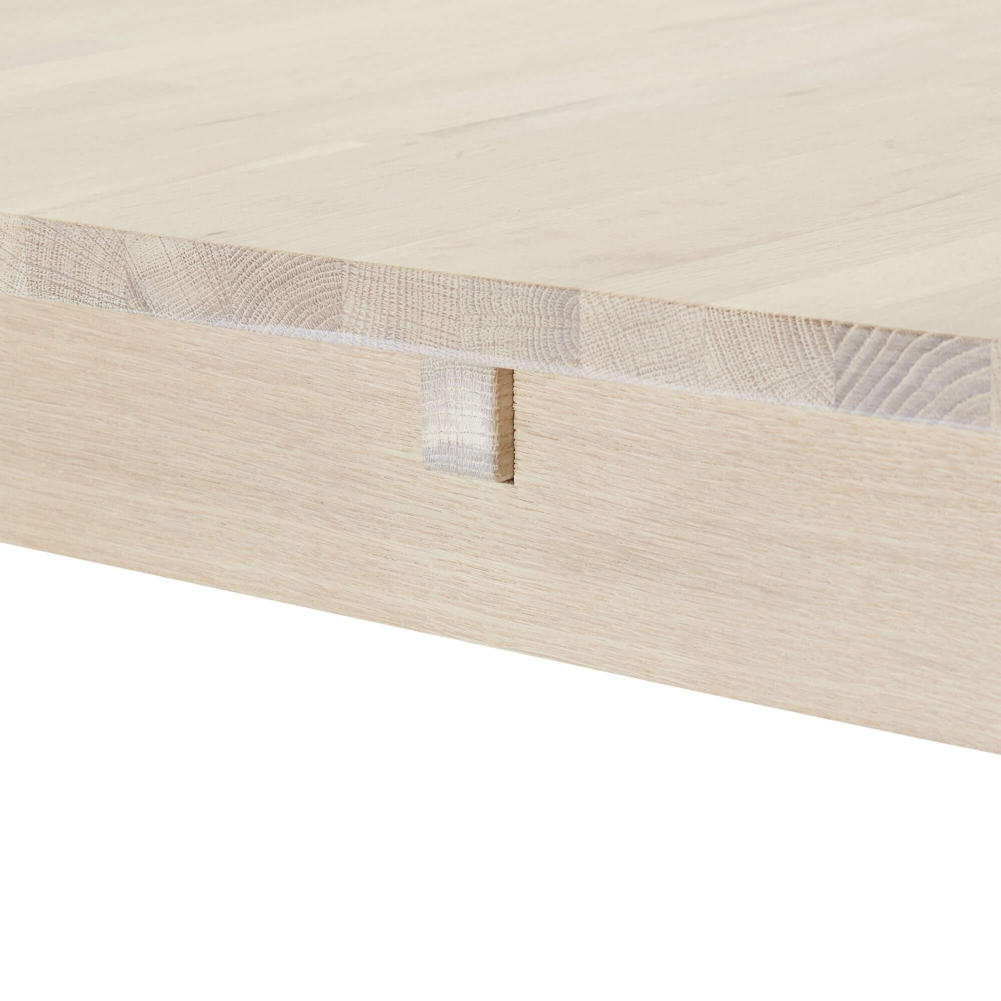 Rectangular Solid Oak Dining Table 180x90 cm Paris with white-oil finish, showcasing clean lines and natural wood variations.