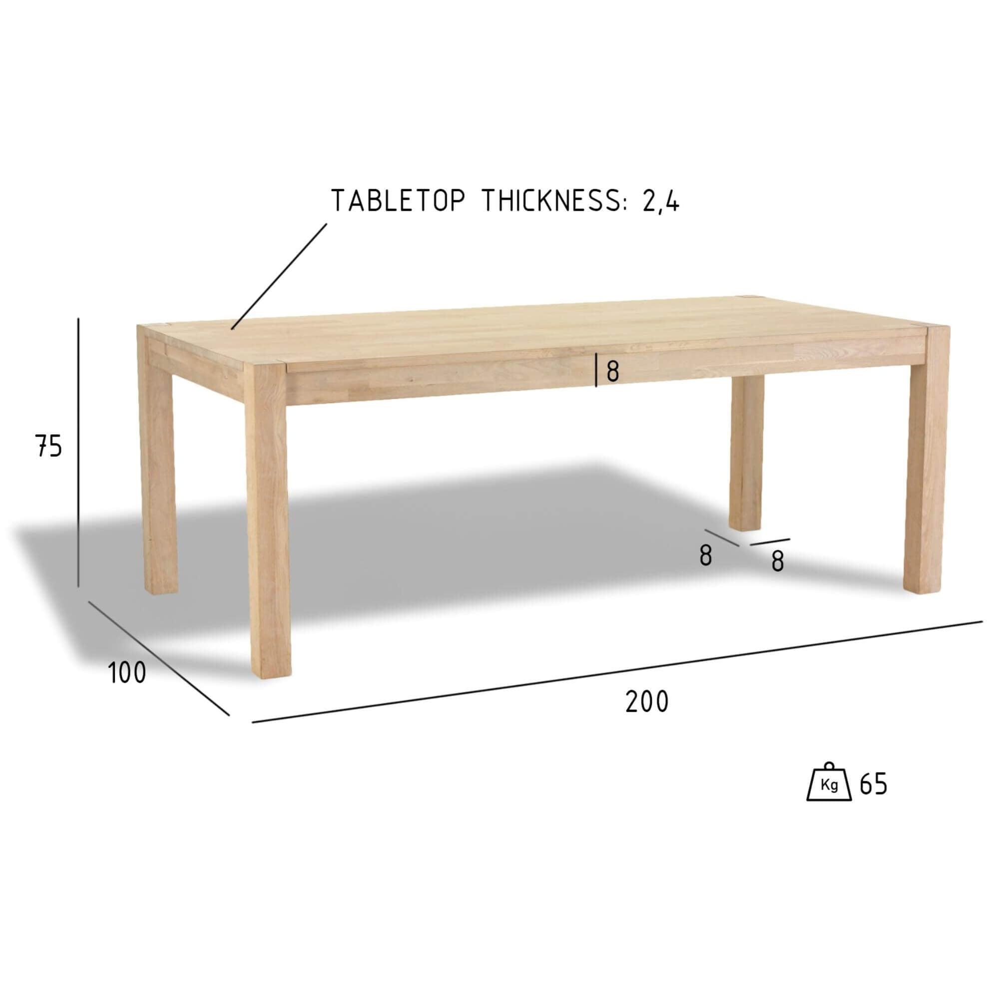 Texas Rectangular Solid Oak Dining Table with clean lines and natural wood finish, perfect for family gatherings.