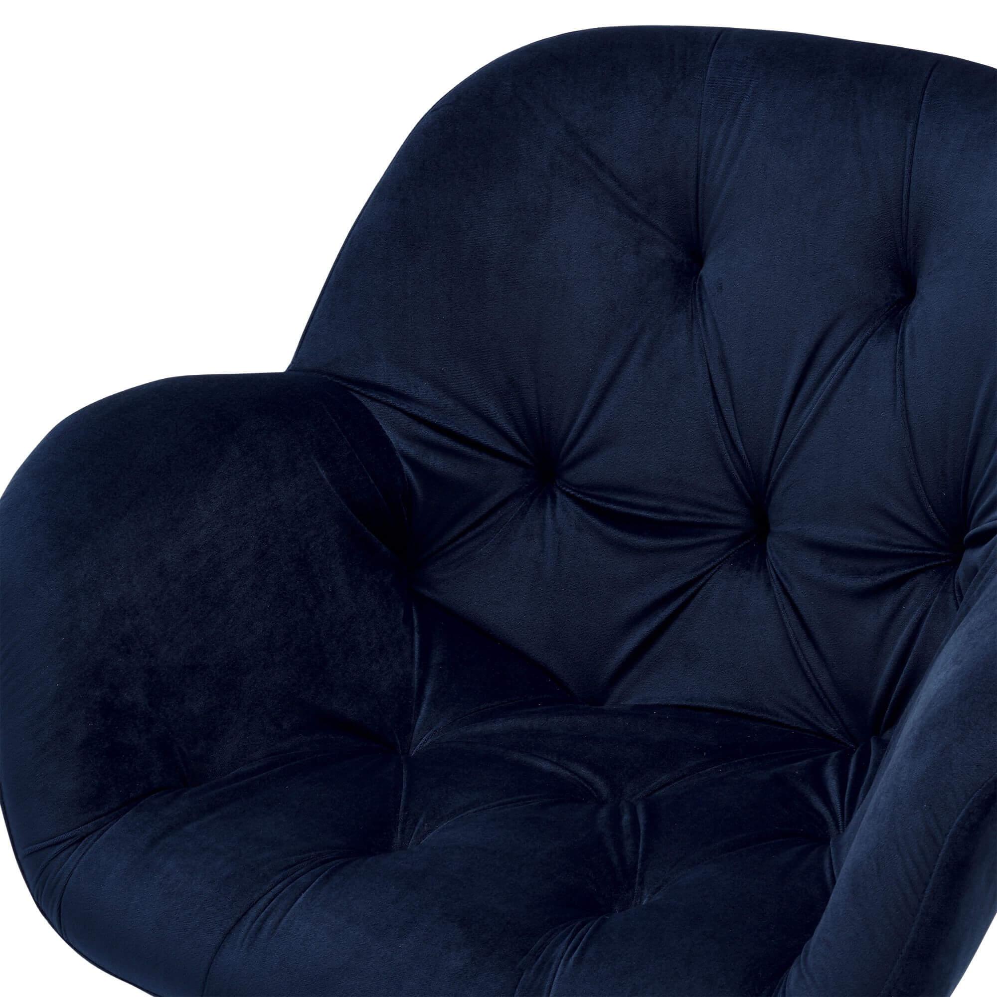 Set of 2 elegant blue dining chairs with velvety fabric and soft padding, perfect for enhancing any dining space.