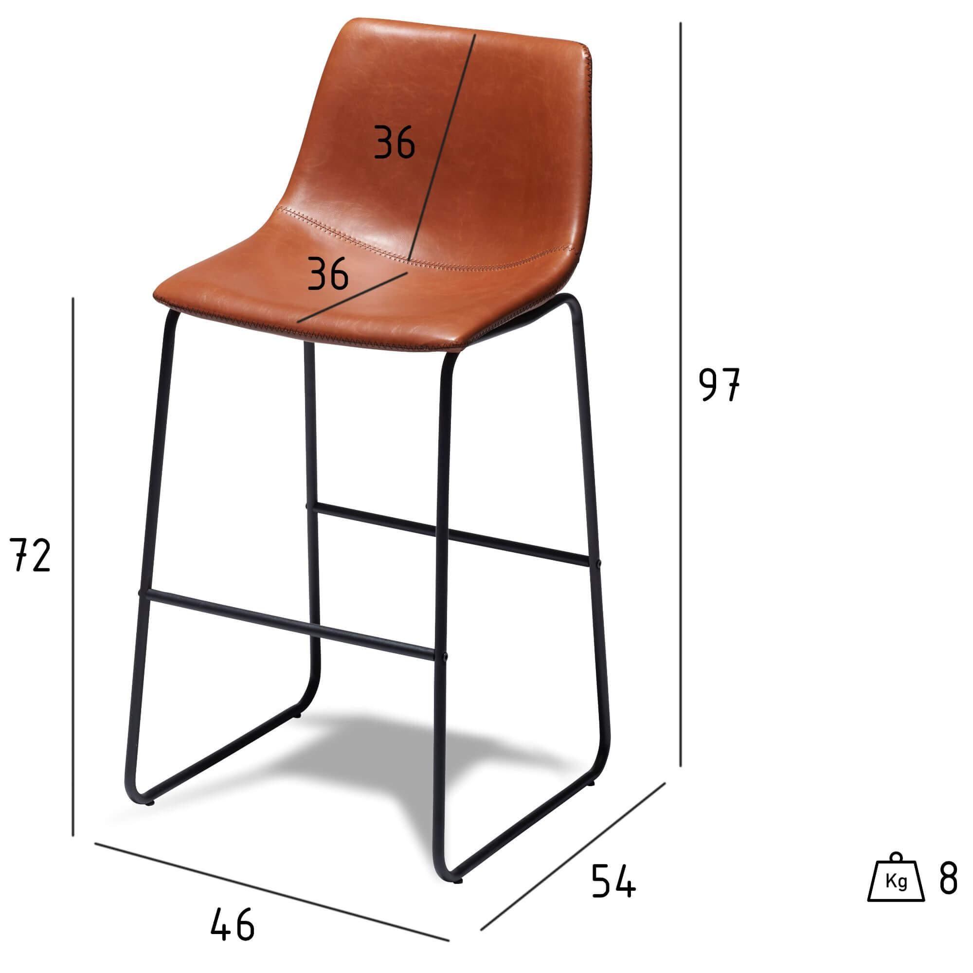 Set of 2 elegant brown bar chairs with hand-made stitching and comfortable swivel seats, perfect for enhancing any bar area.