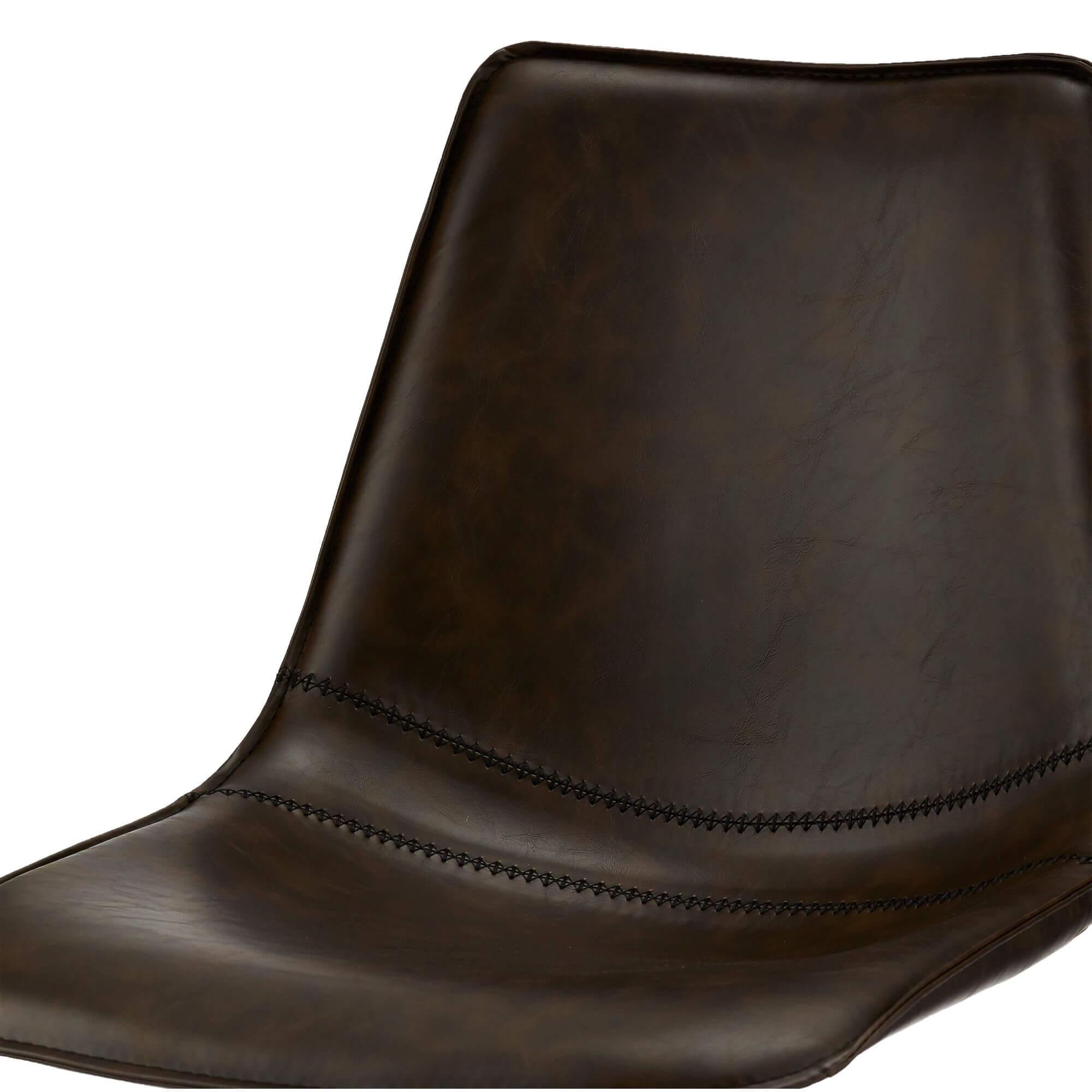 Set of 2 elegant dark brown dining chairs with soft foam cushioning and delicate stitching, perfect for modern interiors.