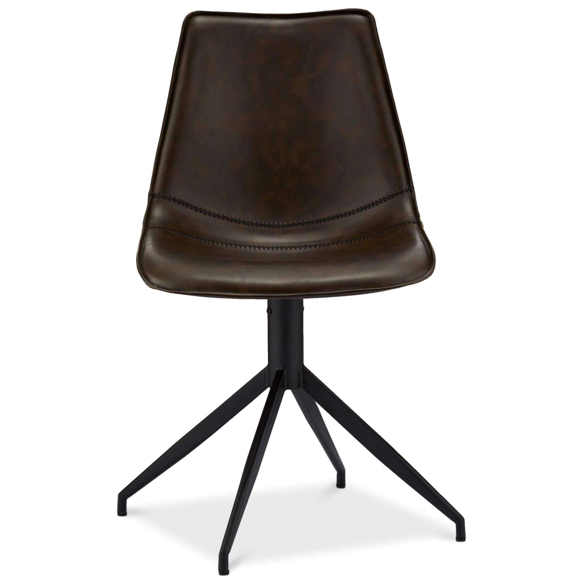 Set of 2 elegant dark brown dining chairs with soft foam cushioning and delicate stitching, perfect for modern interiors.