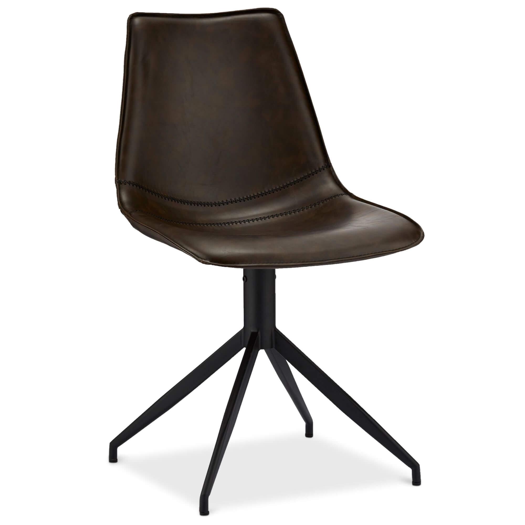 Set of 2 elegant dark brown dining chairs with soft foam cushioning and delicate stitching, perfect for modern interiors.