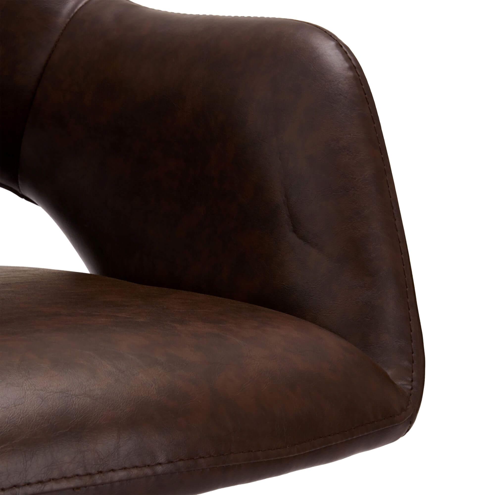 Set of 2 elegant dark brown dining chairs with swivel function and sturdy legs, perfect for vintage or industrial style interiors.