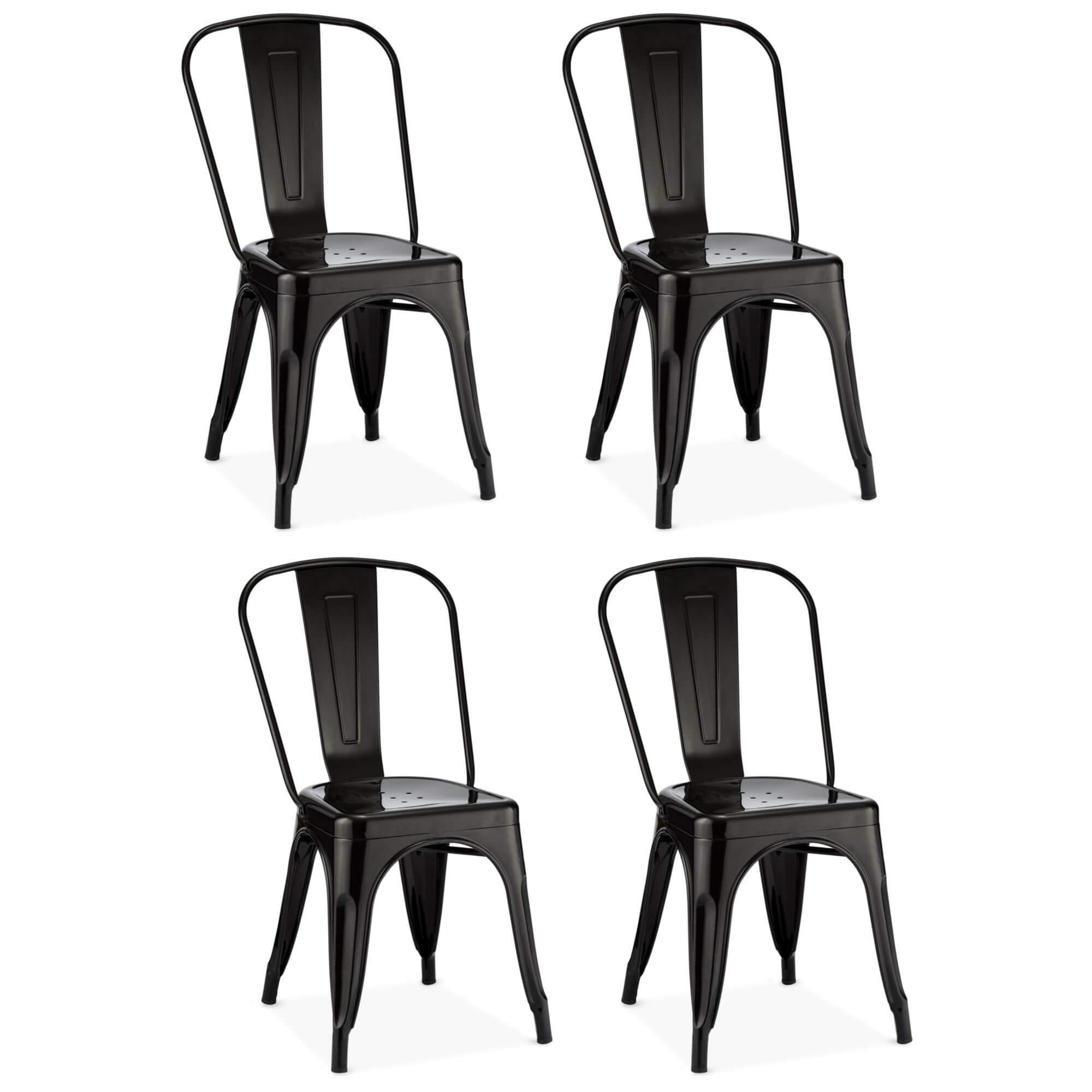 Set of 4 stylish black dining chairs Korona with a modern all-metal design, perfect for contemporary interiors.
