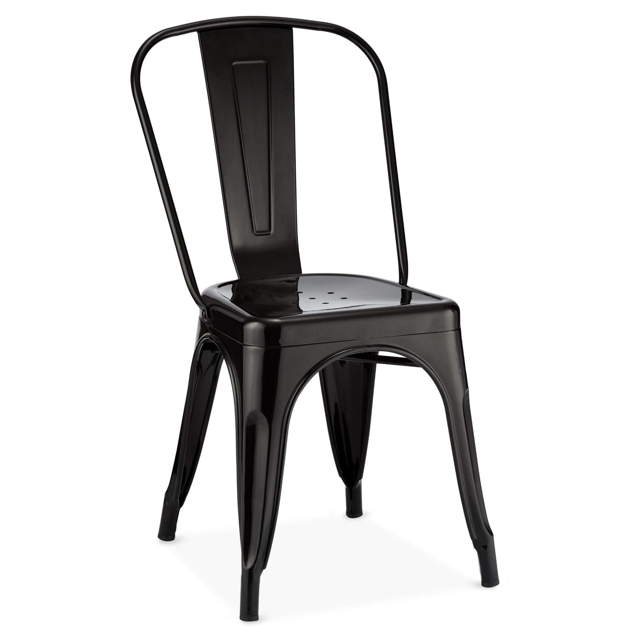 Set of 4 stylish black dining chairs Korona with a modern all-metal design, perfect for contemporary interiors.