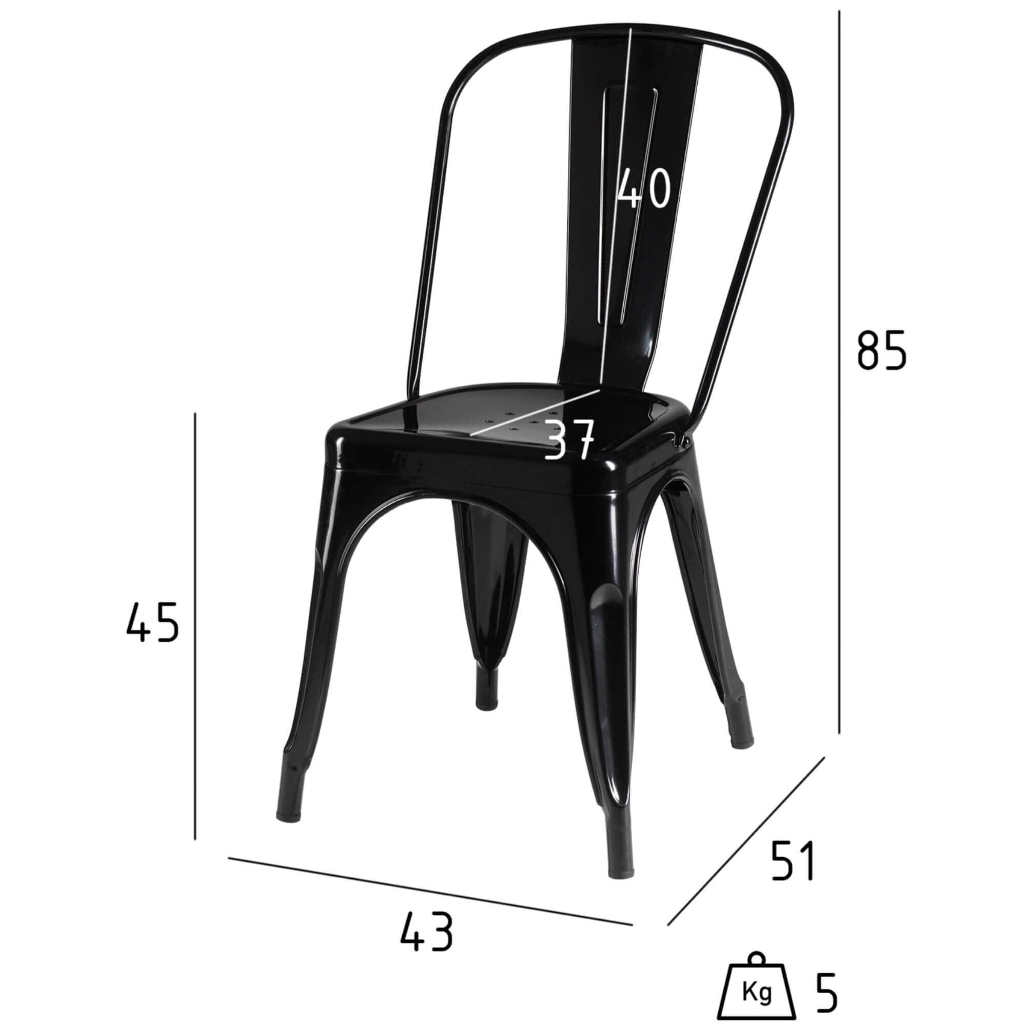Set of 4 stylish black dining chairs Korona with a modern all-metal design, perfect for contemporary interiors.