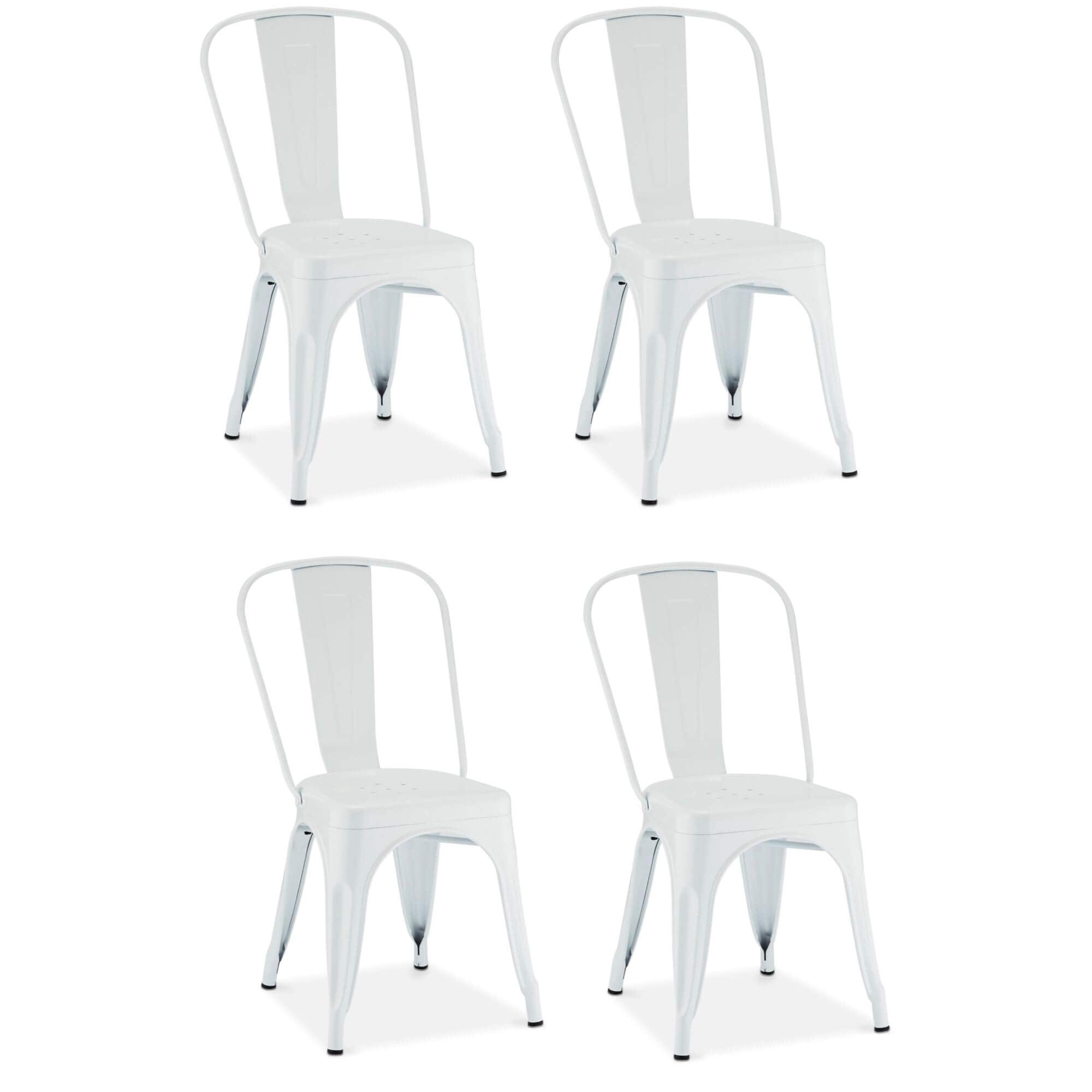 Set of 4 stylish white dining chairs Korona with a modern metal structure, perfect for contemporary interiors.