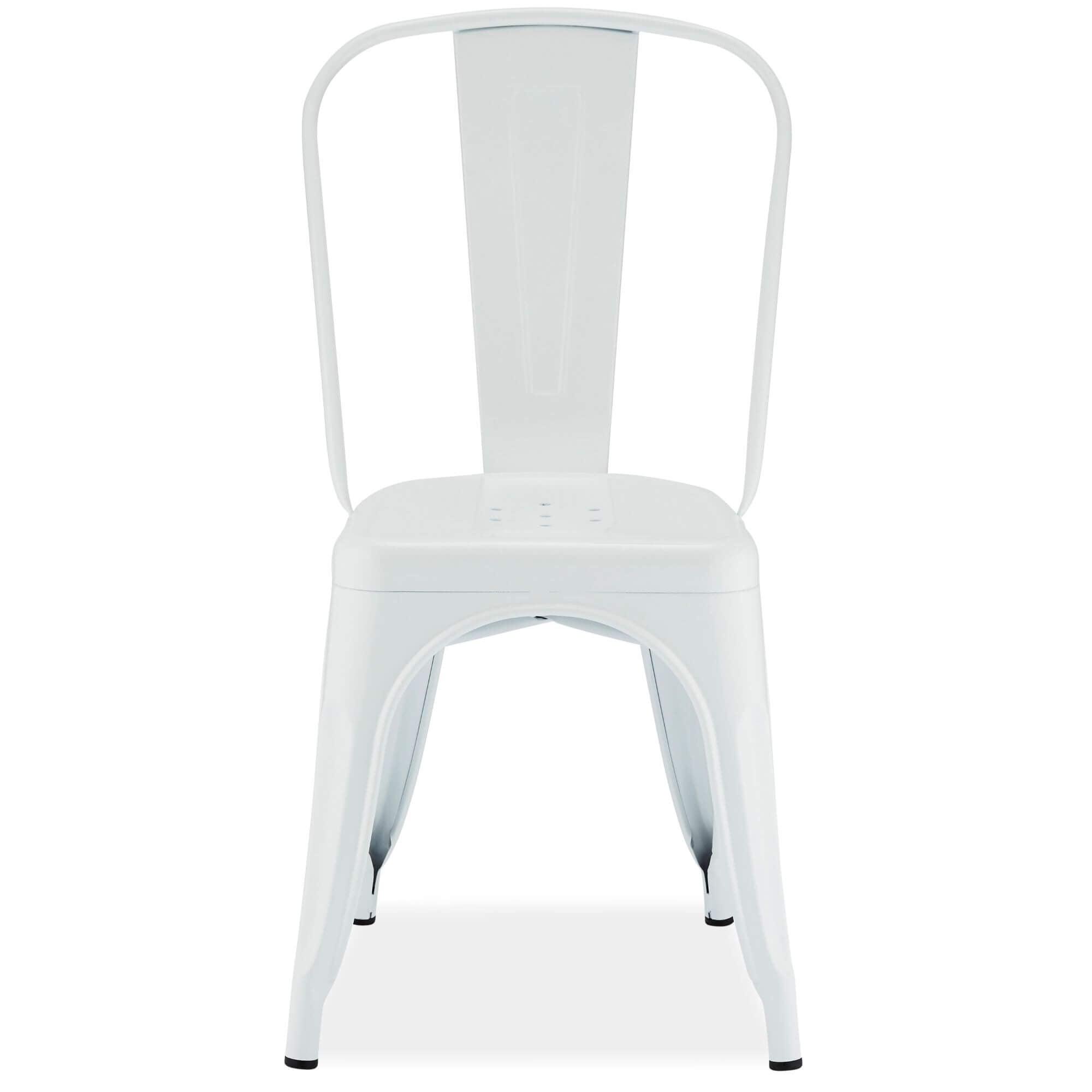 Set of 4 stylish white dining chairs Korona with a modern metal structure, perfect for contemporary interiors.