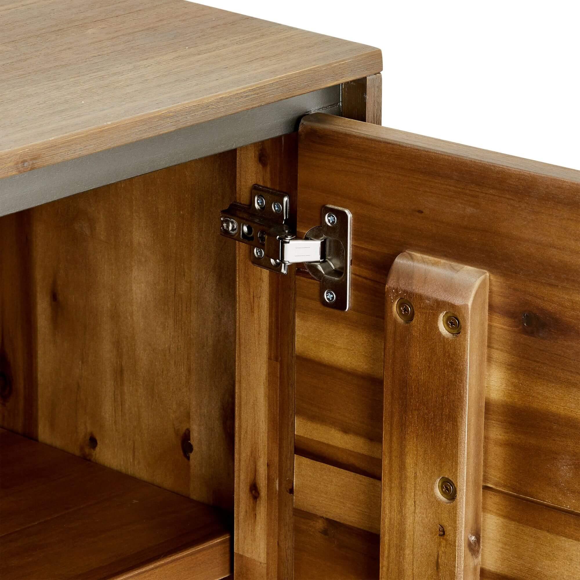 Malaga Sideboard made of solid acacia wood with modern design, featuring warm natural shades and ample storage space.