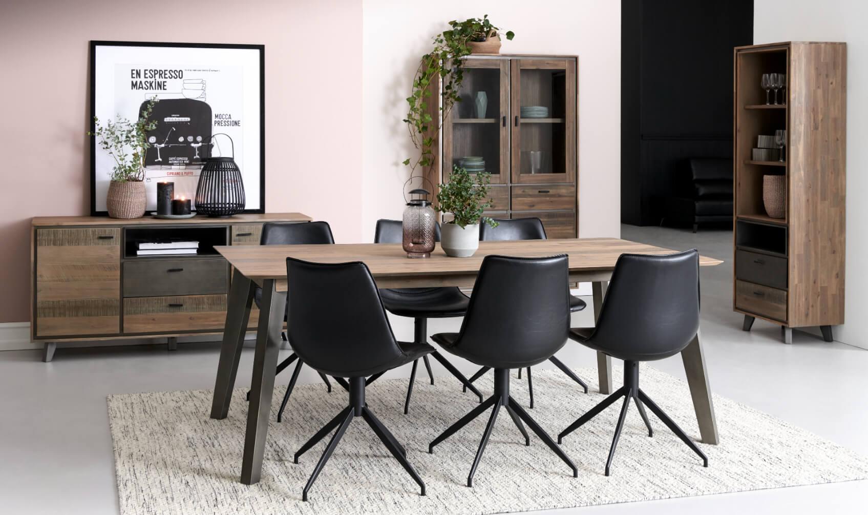 Malaga Sideboard made of solid acacia wood with modern design, featuring warm natural shades and ample storage space.