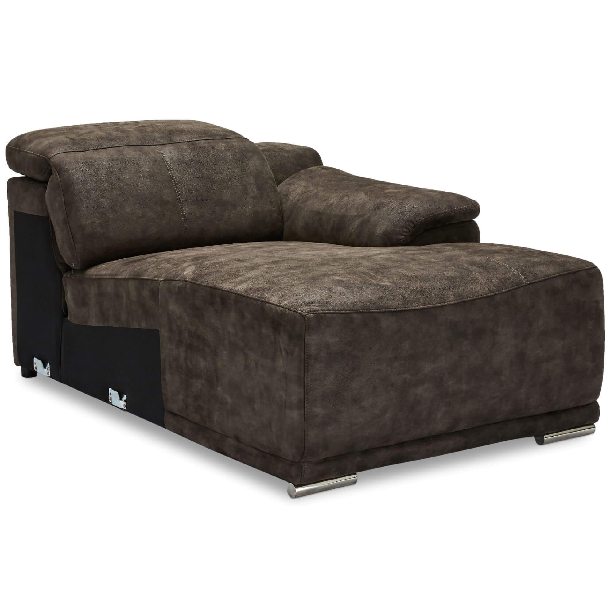 Luxurious brown fabric chaise longue module, featuring soft foam padding and adjustable function, perfect for living spaces.