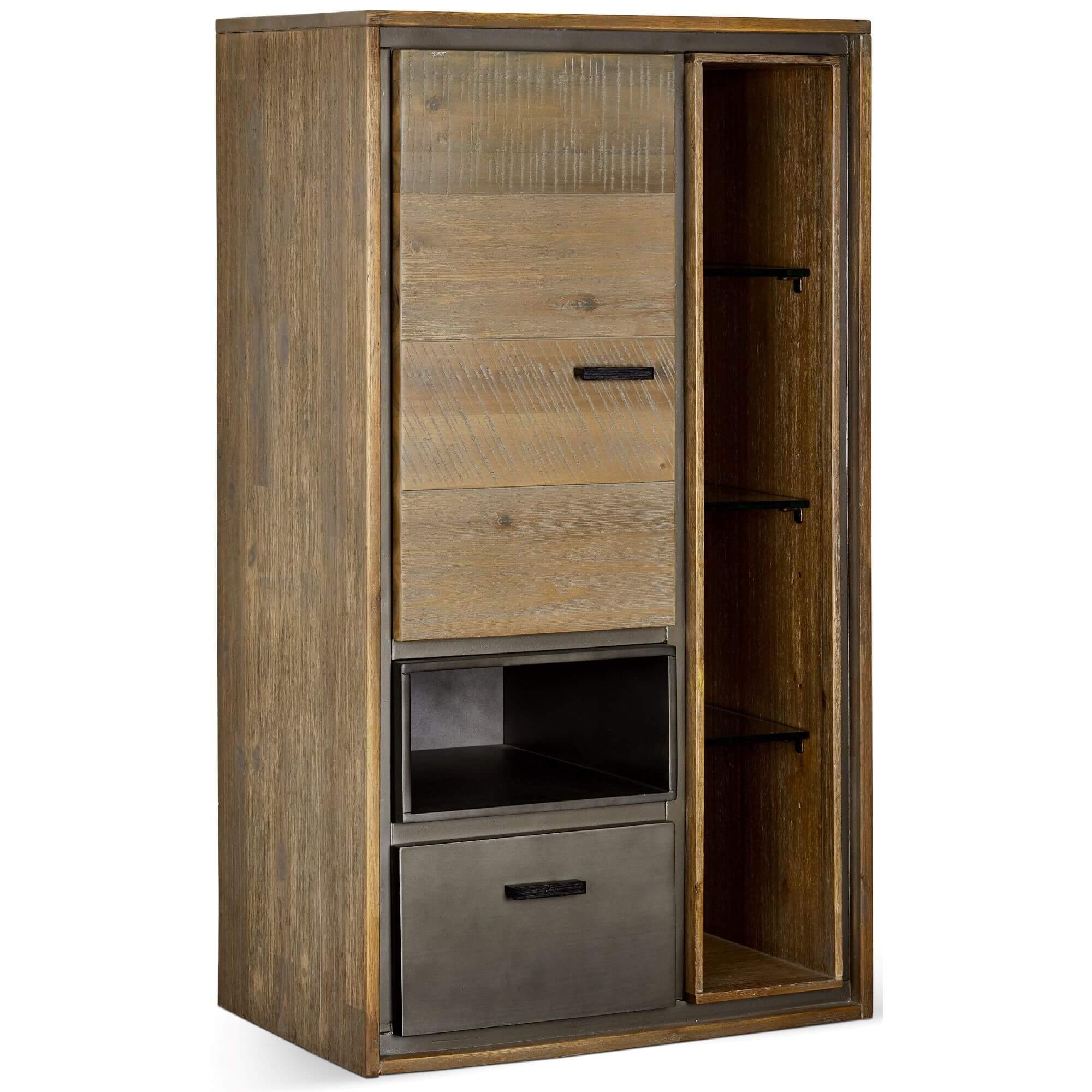 Malaga Solid Acacia Wall Cabinet showcasing its stylish design and natural wood finish, perfect for versatile storage solutions.
