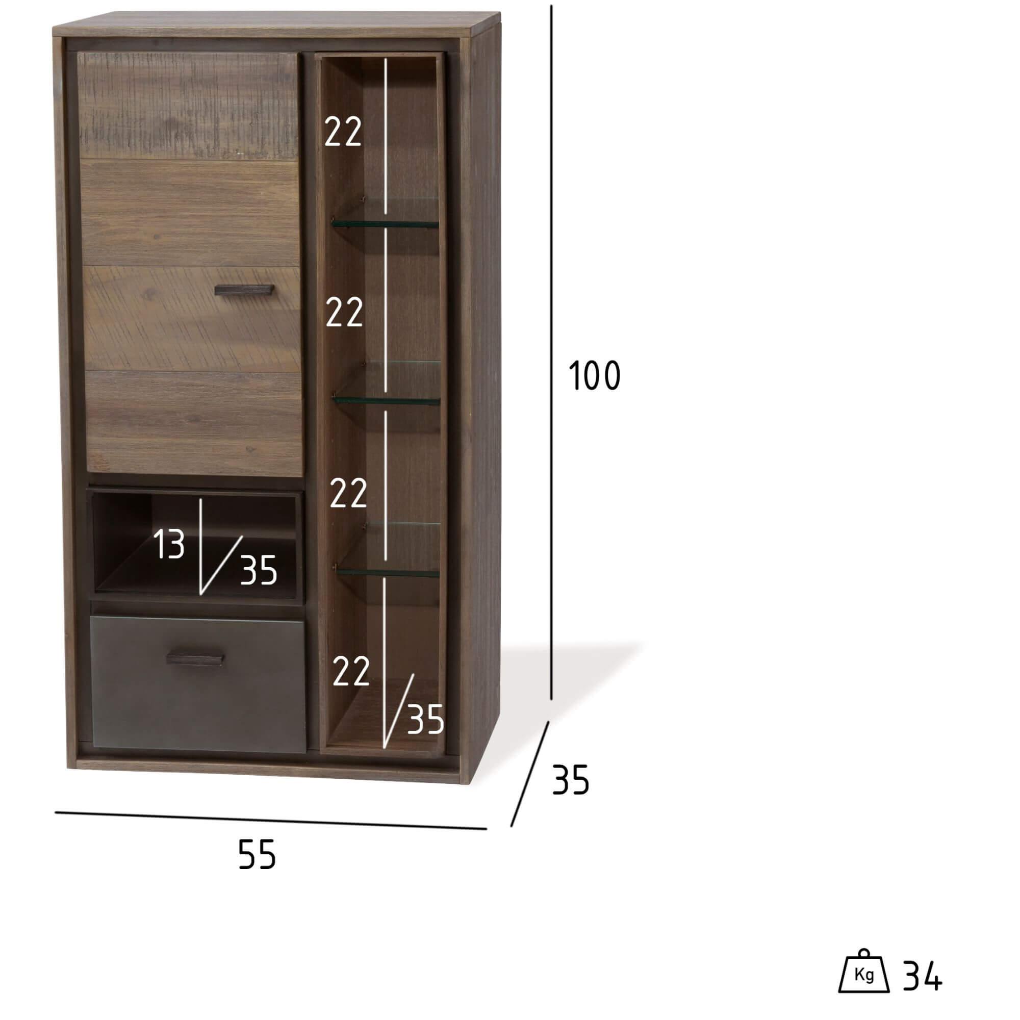 Malaga Solid Acacia Wall Cabinet showcasing its stylish design and natural wood finish, perfect for versatile storage solutions.