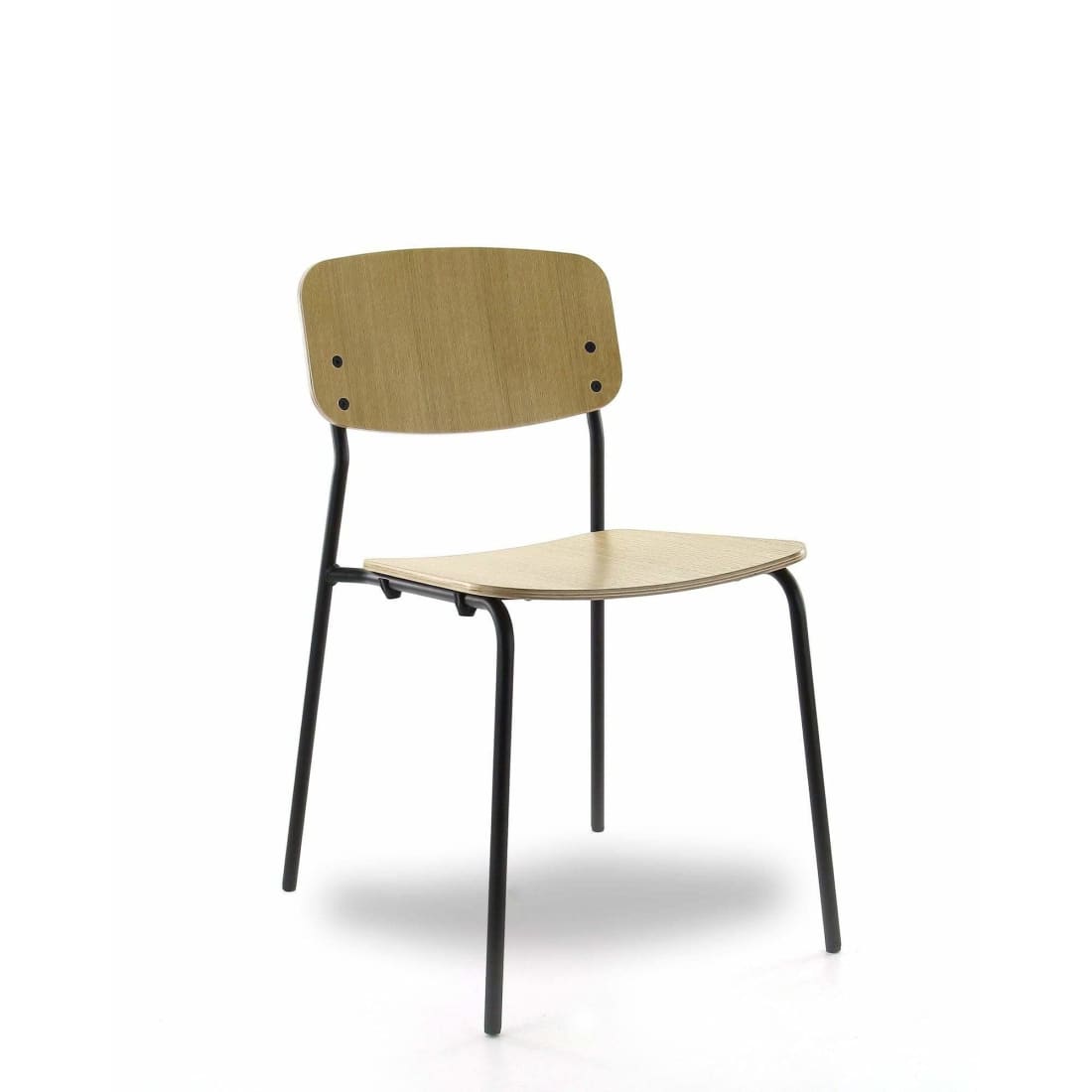 Workliving Bianca Eetkamerstoel in licht eiken met houten zitting en metalen onderstel, perfect voor elke kamer.