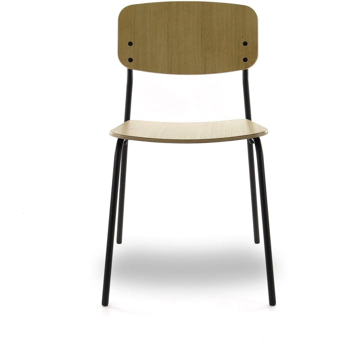 Workliving Bianca Eetkamerstoel in licht eiken met houten zitting en metalen onderstel, perfect voor elke kamer.