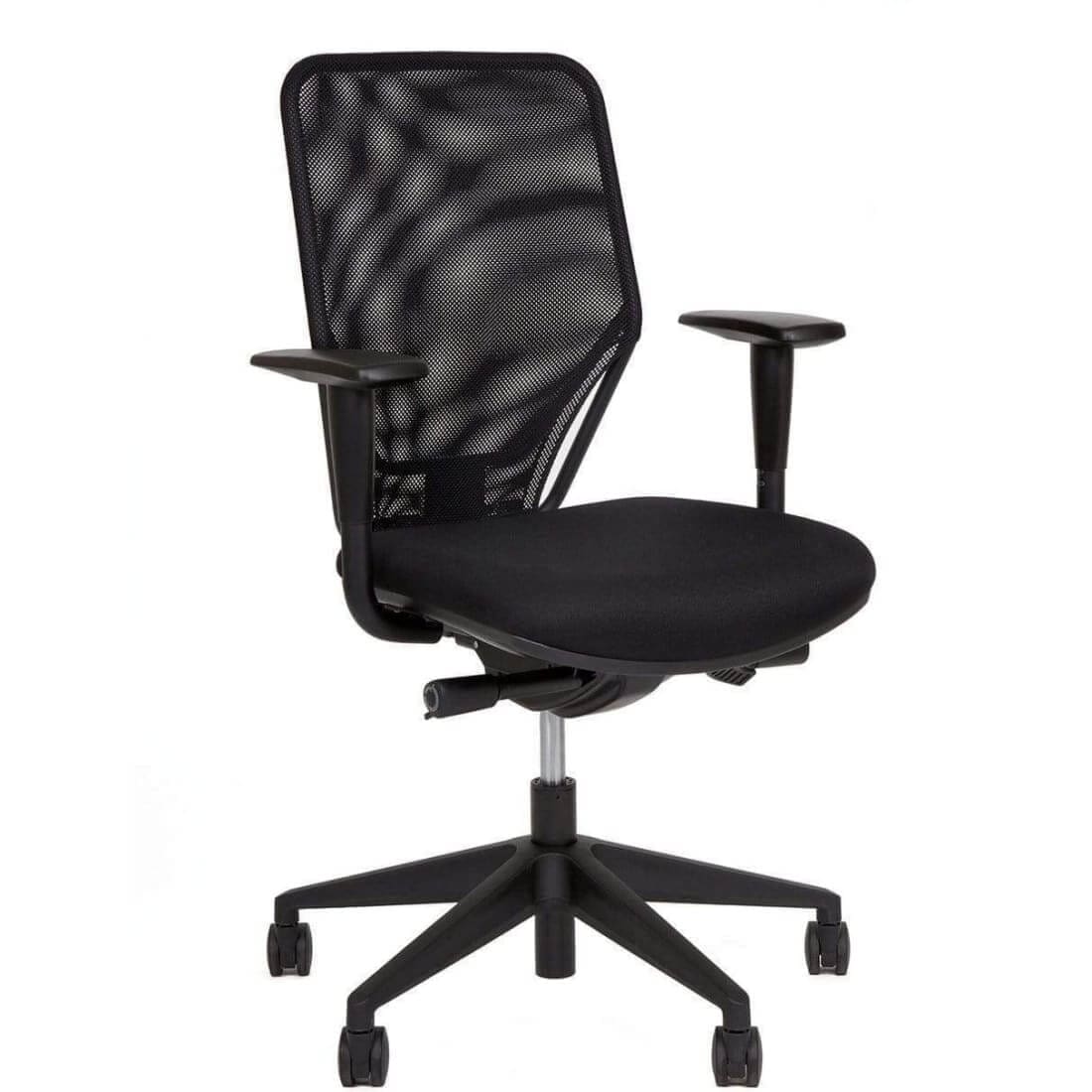 Workliving Noordas Mesh bureaustoel met ergonomisch design, zwart met net bespannen rugleuning en gestoffeerde zitting, ideaal voor kantoor en thuisgebruik.