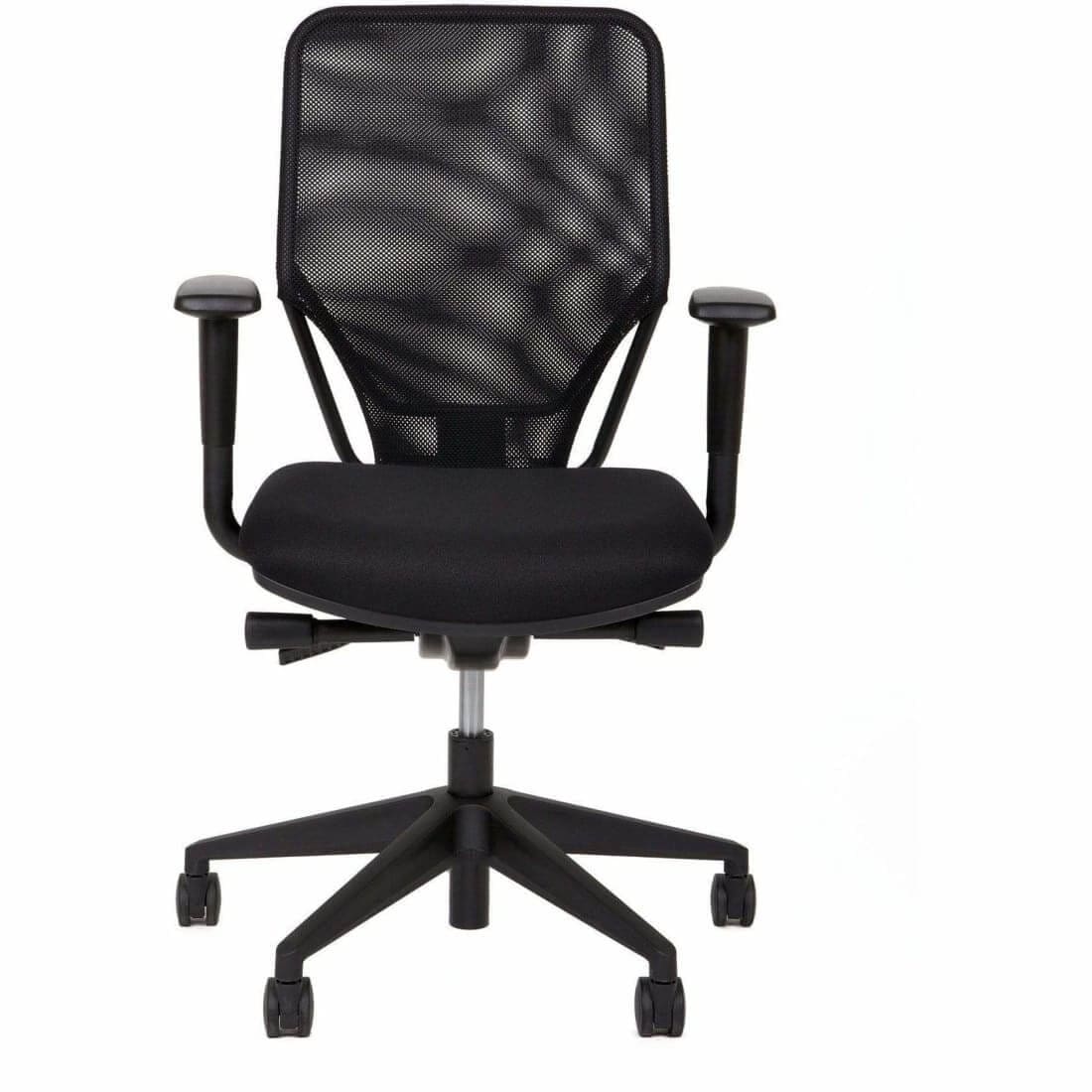 Workliving Noordas Mesh bureaustoel met ergonomisch design, zwart met net bespannen rugleuning en gestoffeerde zitting, ideaal voor kantoor en thuisgebruik.