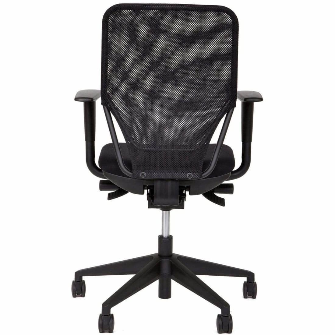 Workliving Noordas Mesh bureaustoel met ergonomisch design, zwart met net bespannen rugleuning en gestoffeerde zitting, ideaal voor kantoor en thuisgebruik.