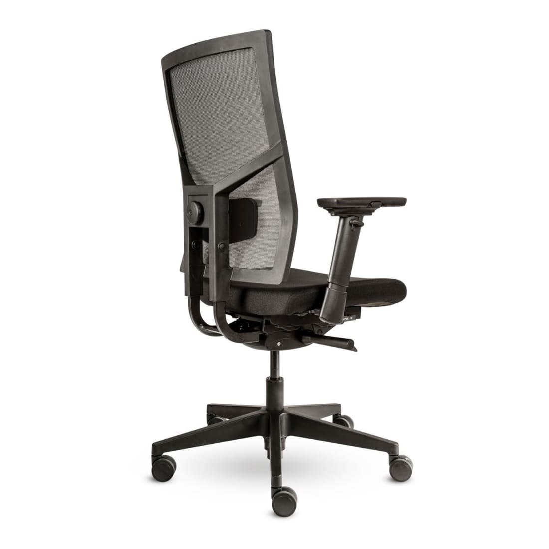 Workliving Zuidas Mesh Black Edition bureaustoel met ergonomisch design, zwart netbespanning en gestoffeerde zitting, ideaal voor langdurig gebruik.