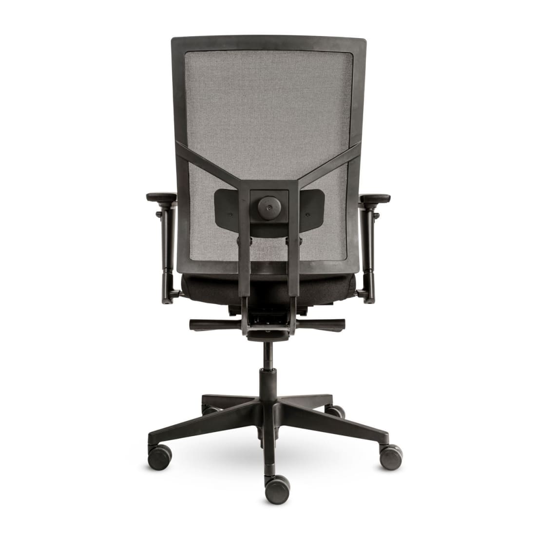 Workliving Zuidas Mesh Black Edition bureaustoel met ergonomisch design, zwart netbespanning en gestoffeerde zitting, ideaal voor langdurig gebruik.