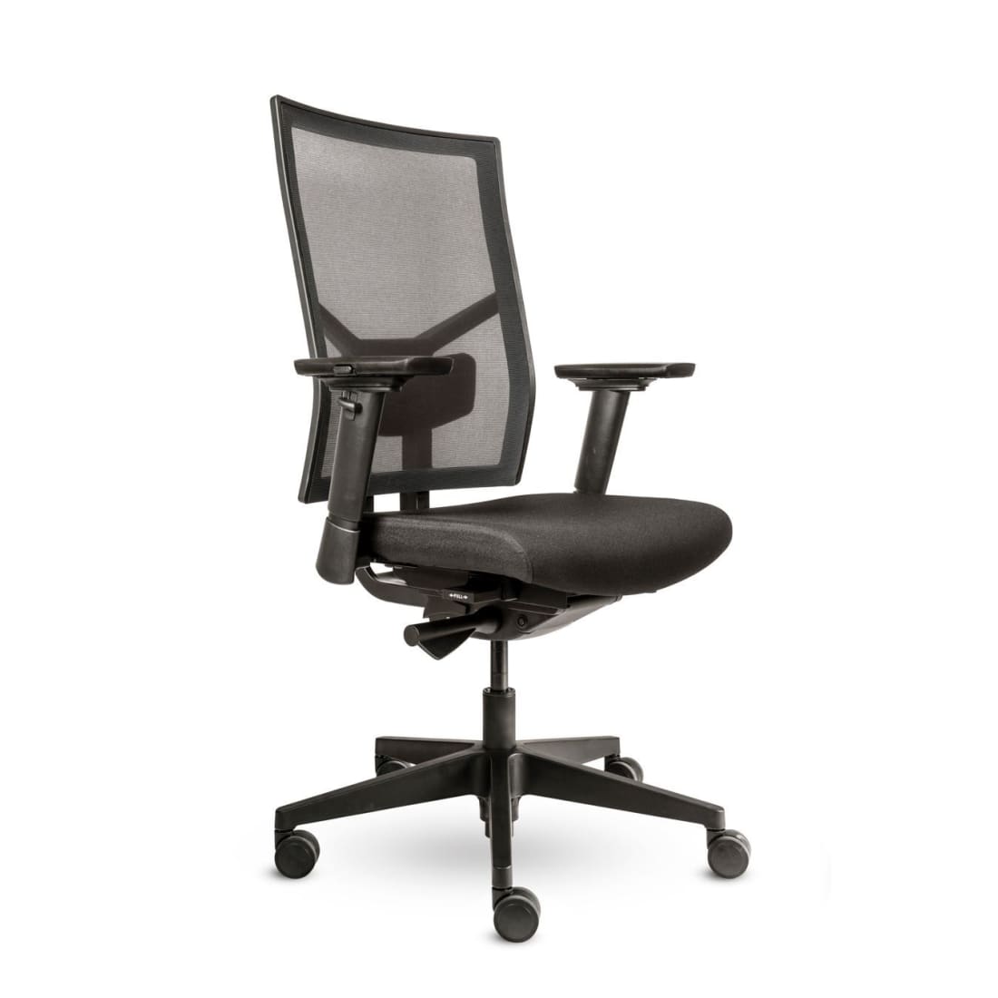 Workliving Zuidas Mesh Black Edition bureaustoel met ergonomisch design, zwart netbespanning en gestoffeerde zitting, ideaal voor langdurig gebruik.