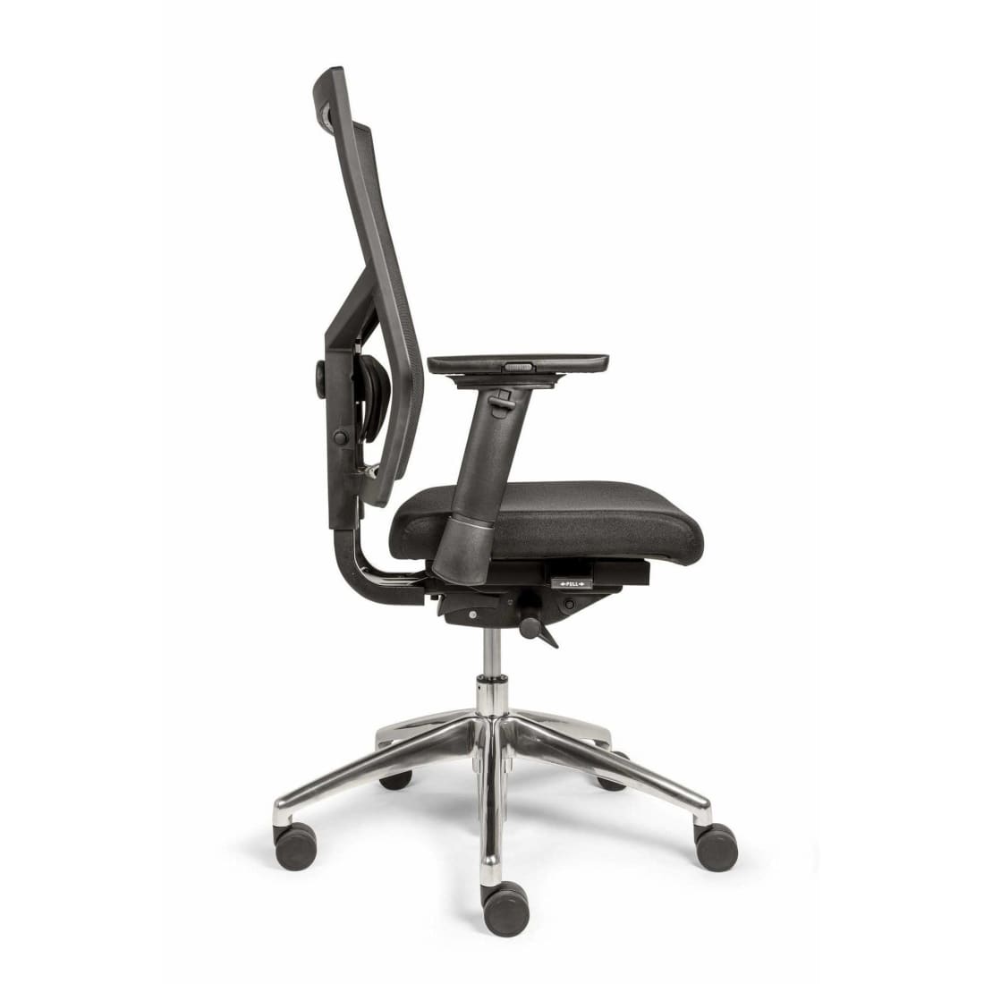 Workliving Zuidas Mesh bureaustoel met ergonomisch design, verstelbare functies en zwart gestoffeerde zitting, geschikt voor kantoor en thuisgebruik.