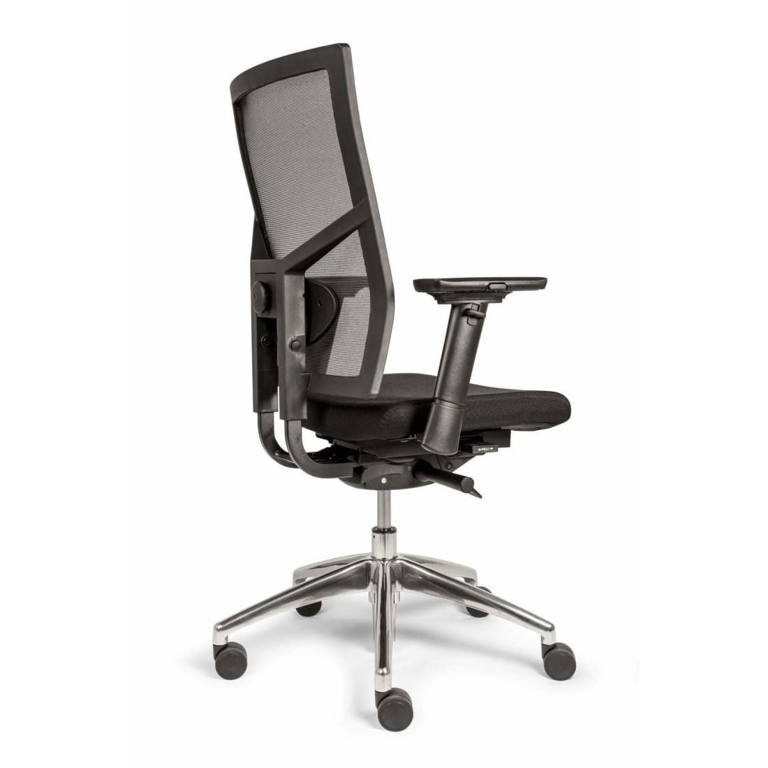 Workliving Zuidas Mesh bureaustoel met ergonomisch design, verstelbare functies en zwart gestoffeerde zitting, geschikt voor kantoor en thuisgebruik.