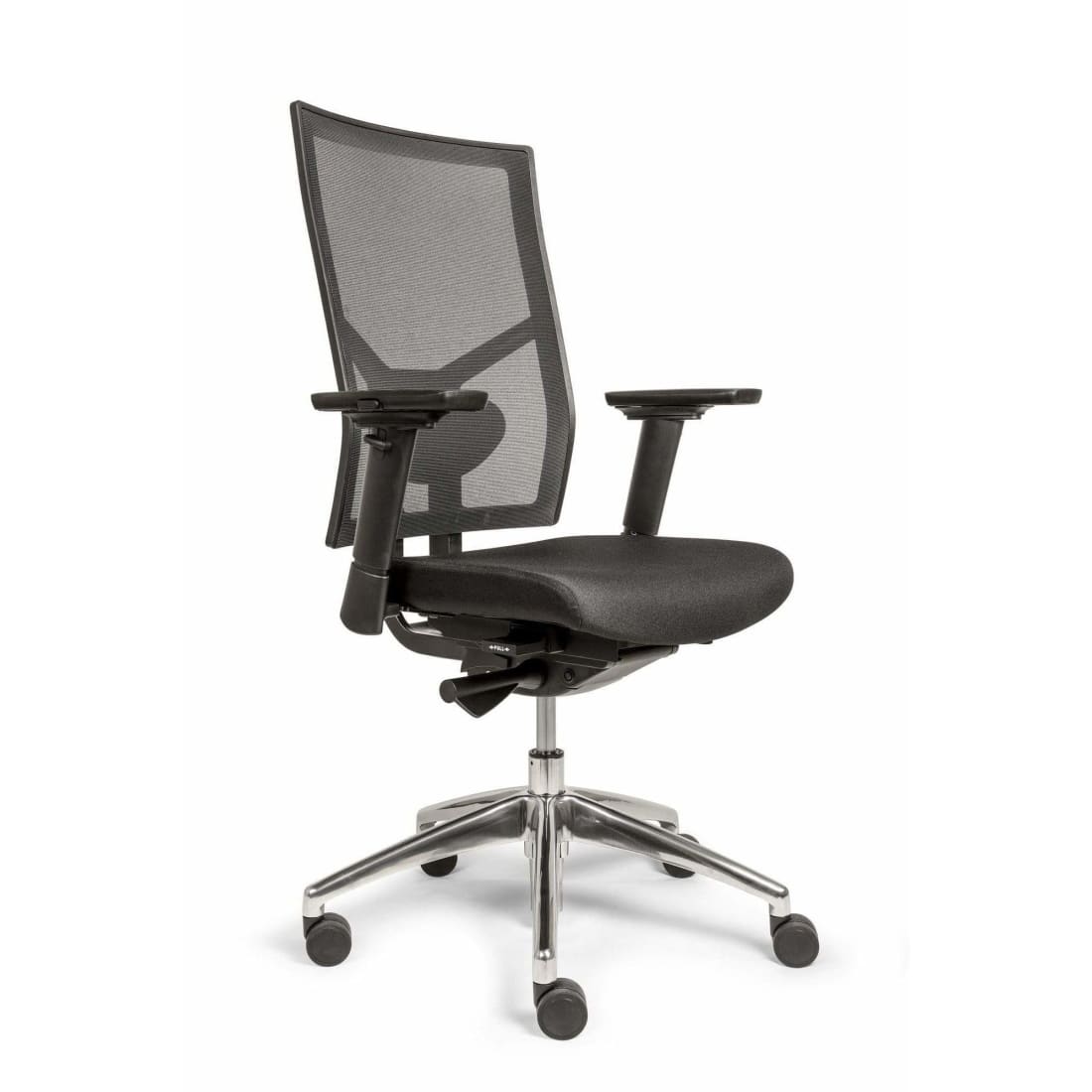 Workliving Zuidas Mesh bureaustoel met ergonomisch design, verstelbare functies en zwart gestoffeerde zitting, geschikt voor kantoor en thuisgebruik.