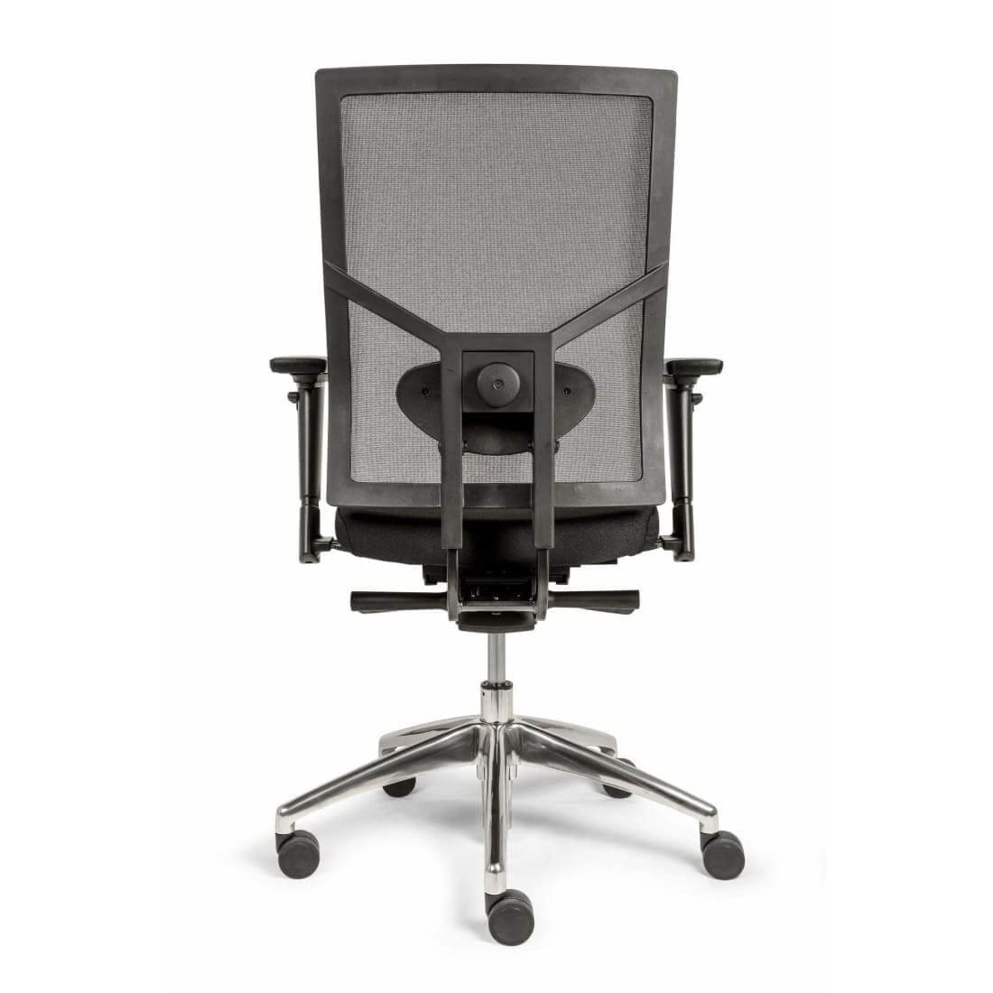 Workliving Zuidas Mesh bureaustoel met ergonomisch design, verstelbare functies en zwart gestoffeerde zitting, geschikt voor kantoor en thuisgebruik.