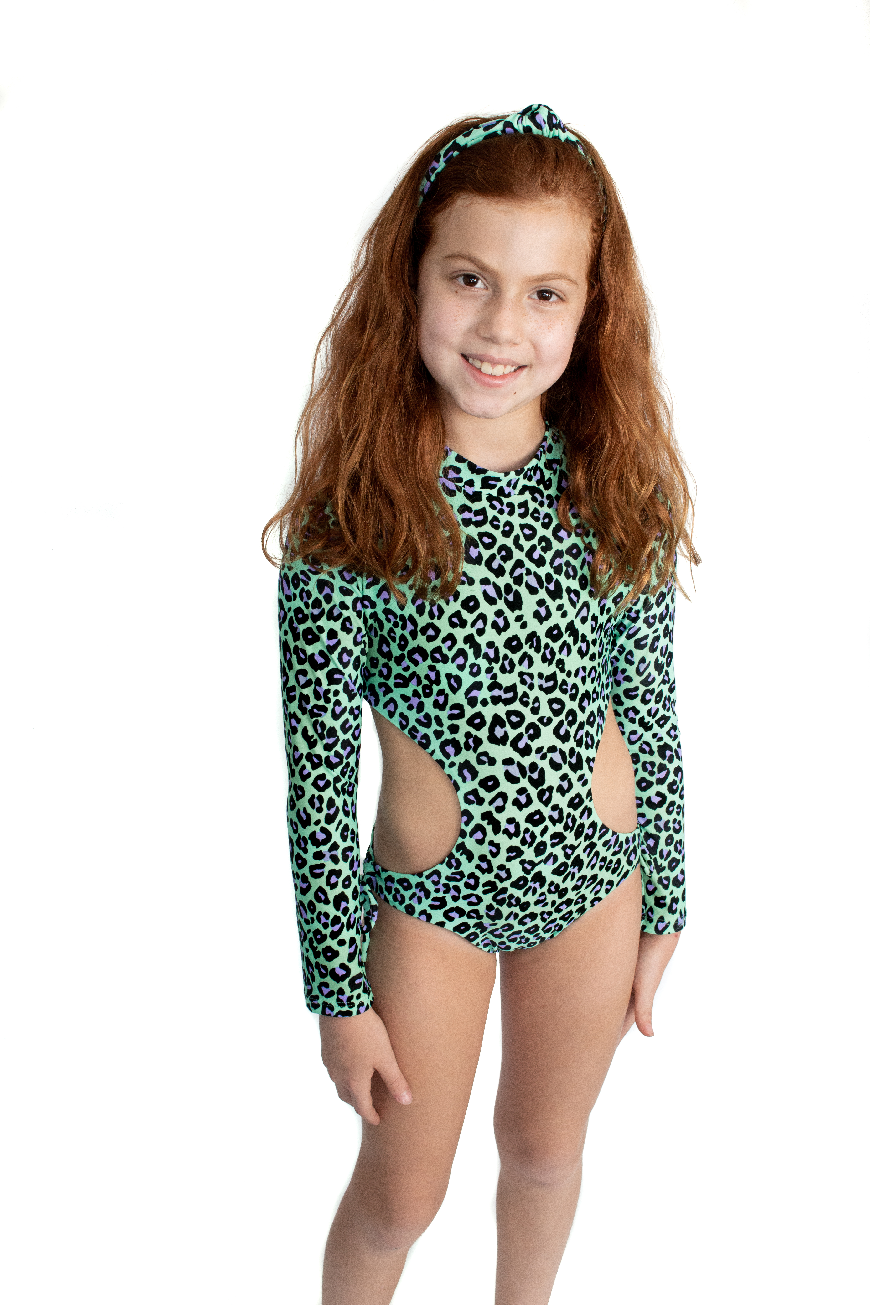 Acqua Leopard One Piece Swimsuit featuring a stylish leopard print design, made from printed Lycra with UPF 50+ sun protection.