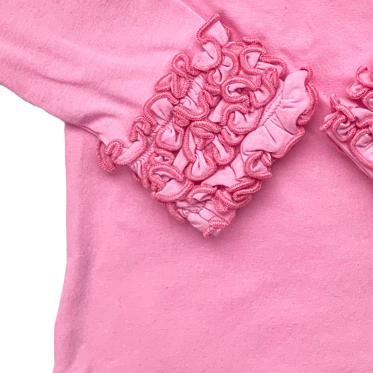 AnnLoren Baby Big Girls Long Sleeve Dark Pink Ruffle Layering Tee, featuring soft cotton fabric and stylish ruffle details.