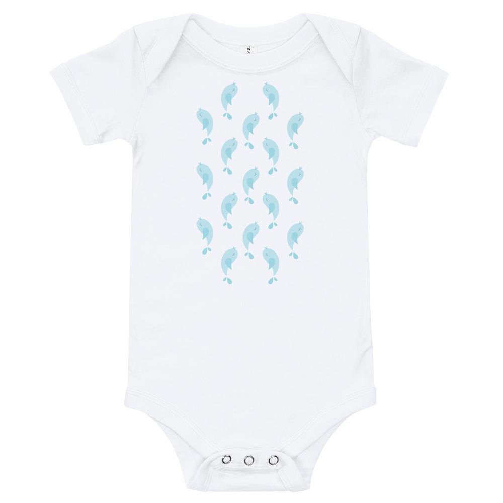 Birdie Kritter Baby Bodysuit in soft cotton with envelope neckline and snap closure, perfect for infants.