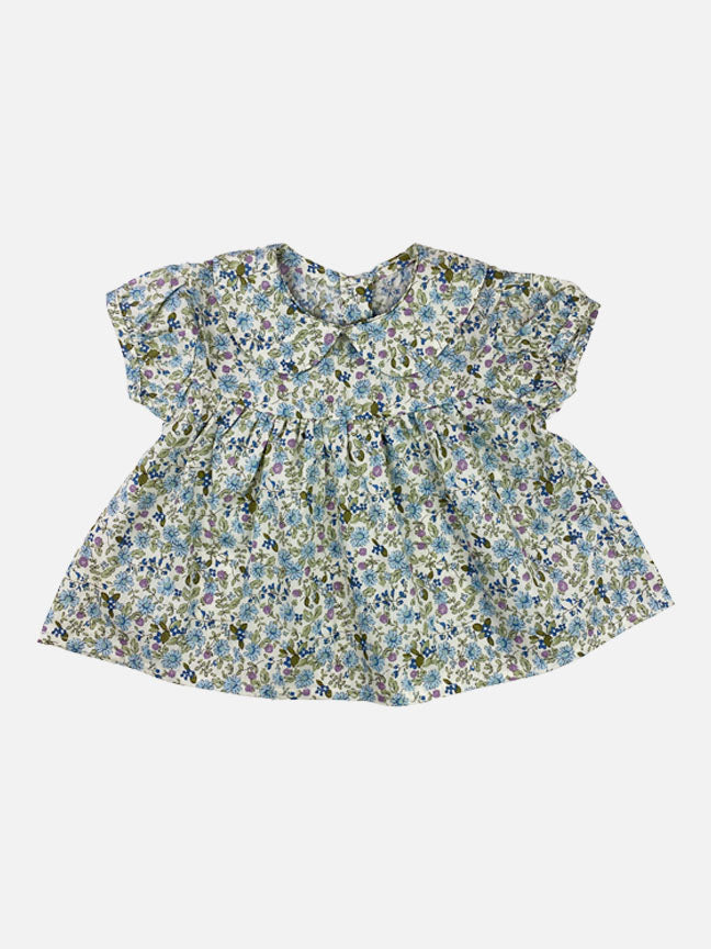 Charlotte dress in sage floral print, made of soft cotton, perfect for Spring wear.