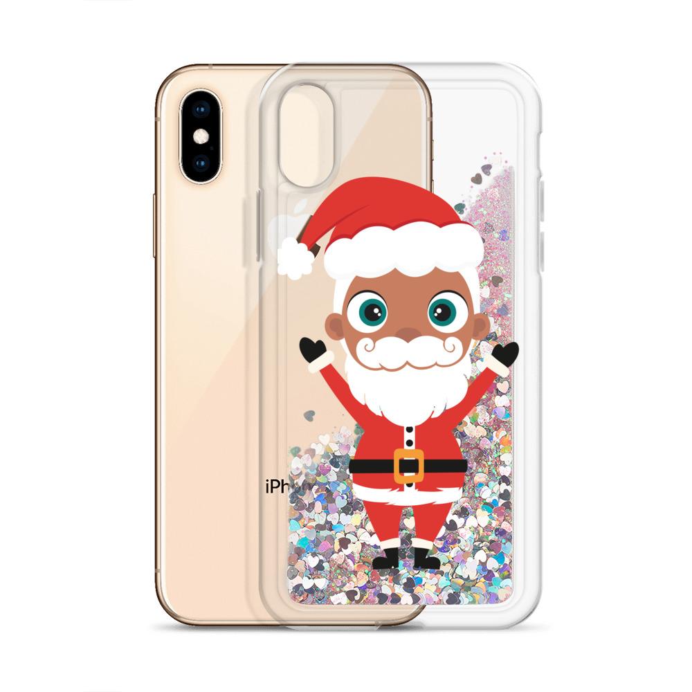 Christmas Kritter Santa Liquid Glitter Phone Case featuring a festive Santa design with liquid glitter for a fun holiday look.