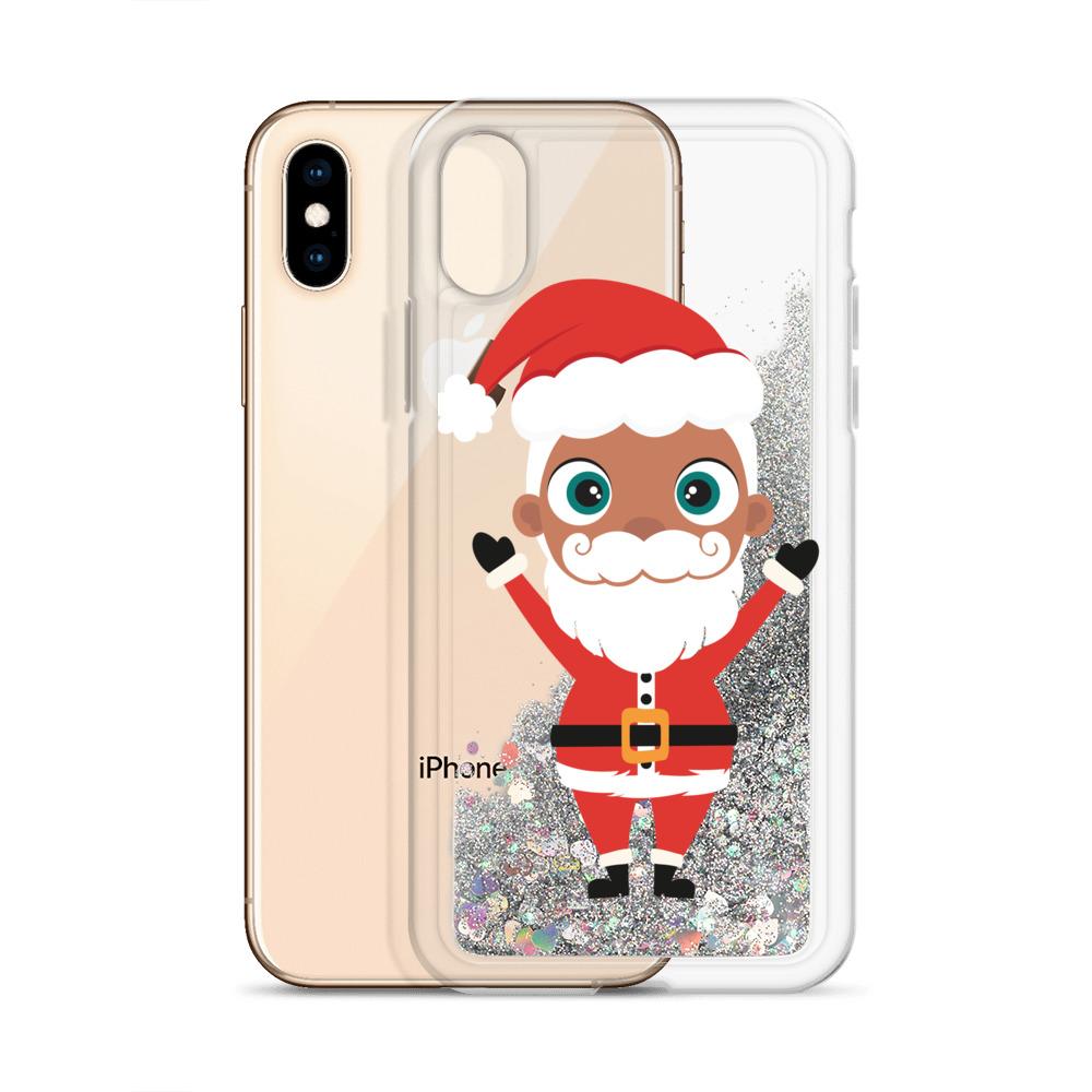 Christmas Kritter Santa Liquid Glitter Phone Case featuring a festive Santa design with liquid glitter for a fun holiday look.