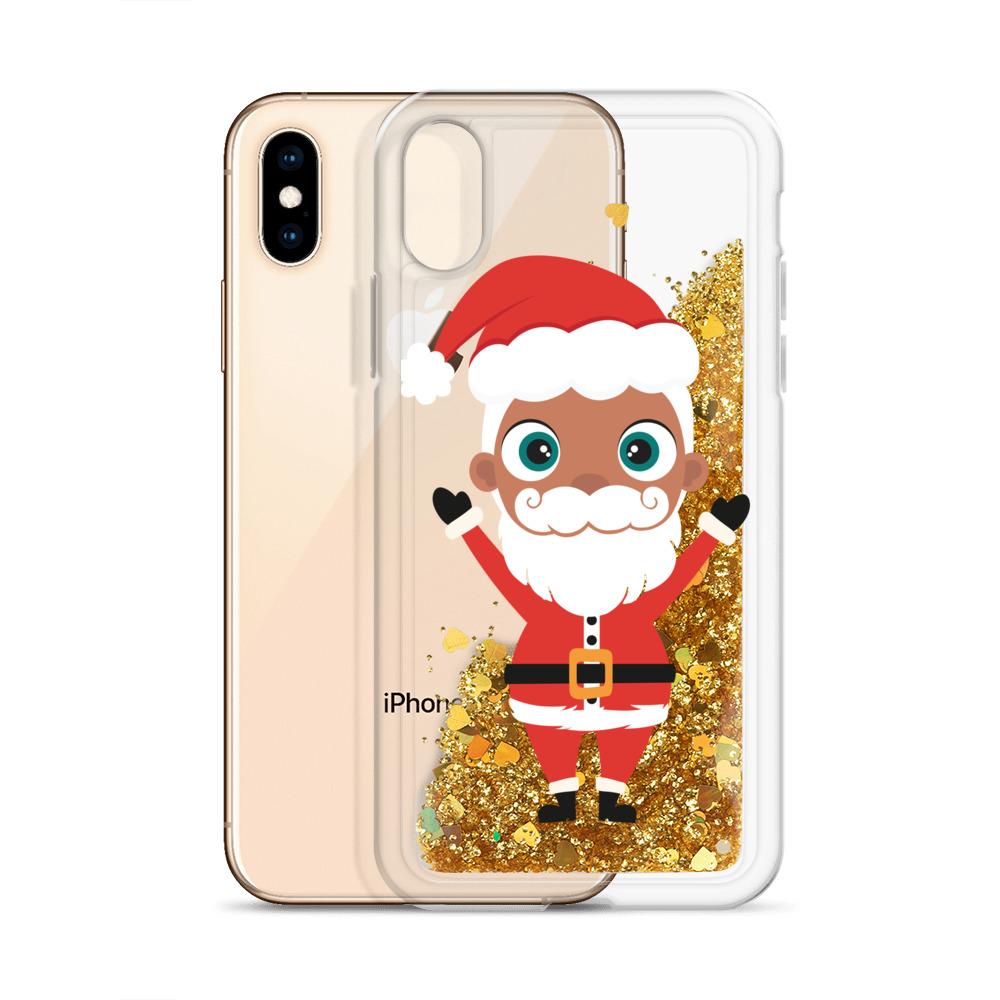 Christmas Kritter Santa Liquid Glitter Phone Case featuring a festive Santa design with liquid glitter for a fun holiday look.
