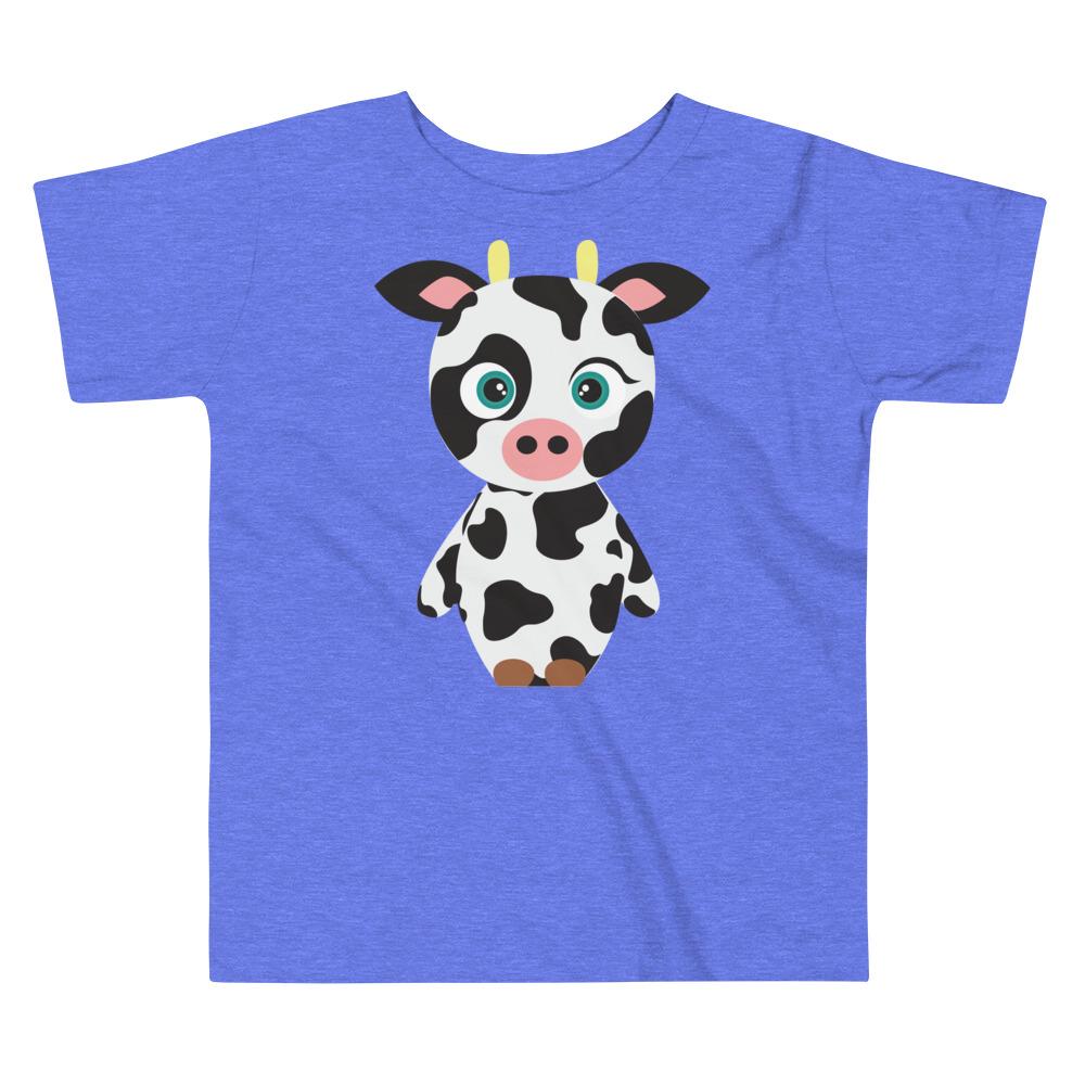 A cute Cow Kritter Toddler T-shirt made from 100% cotton, featuring a playful cow design, perfect for young children.