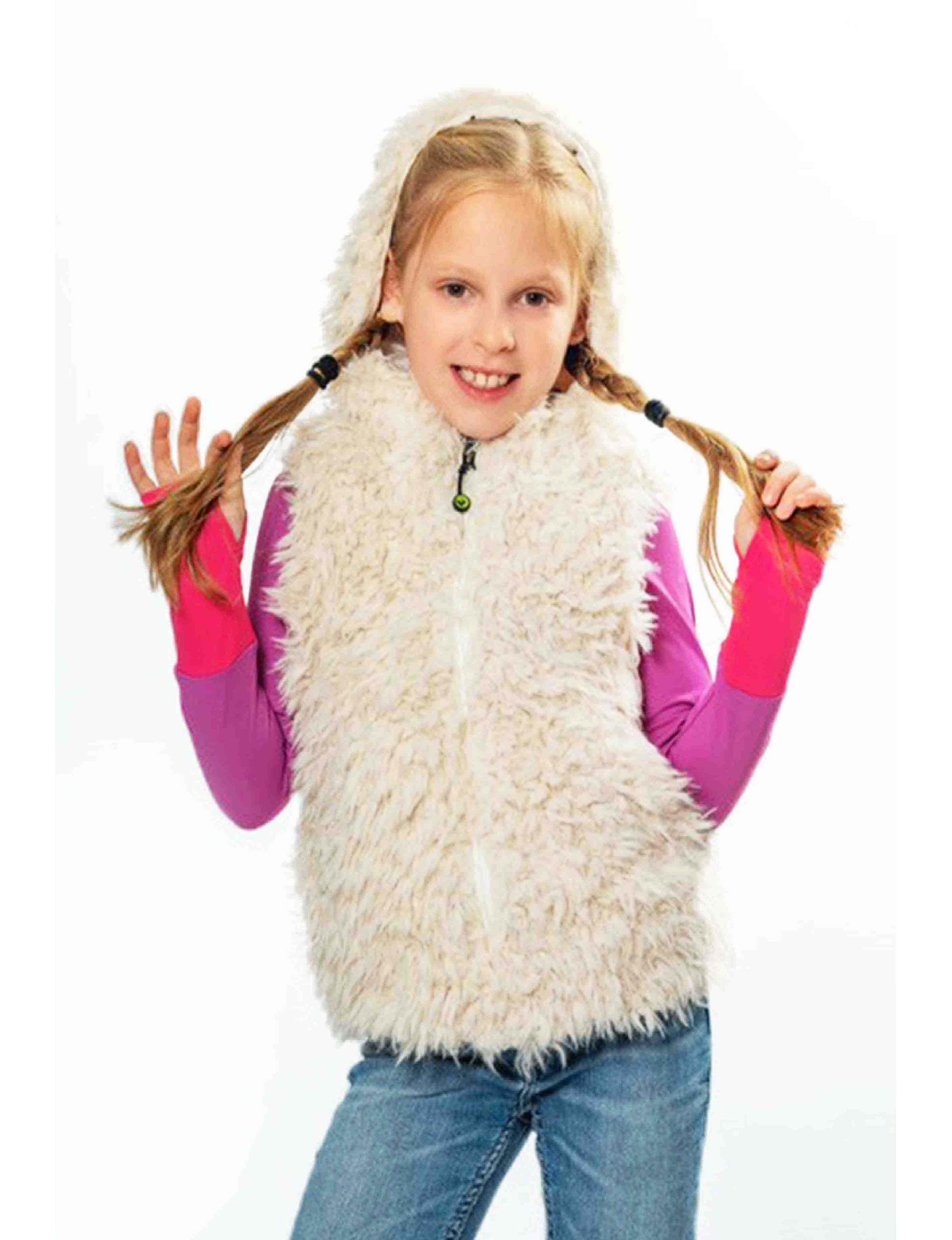 Cream Sherpa Faux Fur Vest from Limeapple with a plush texture and roomy hood, perfect for cozy layering.