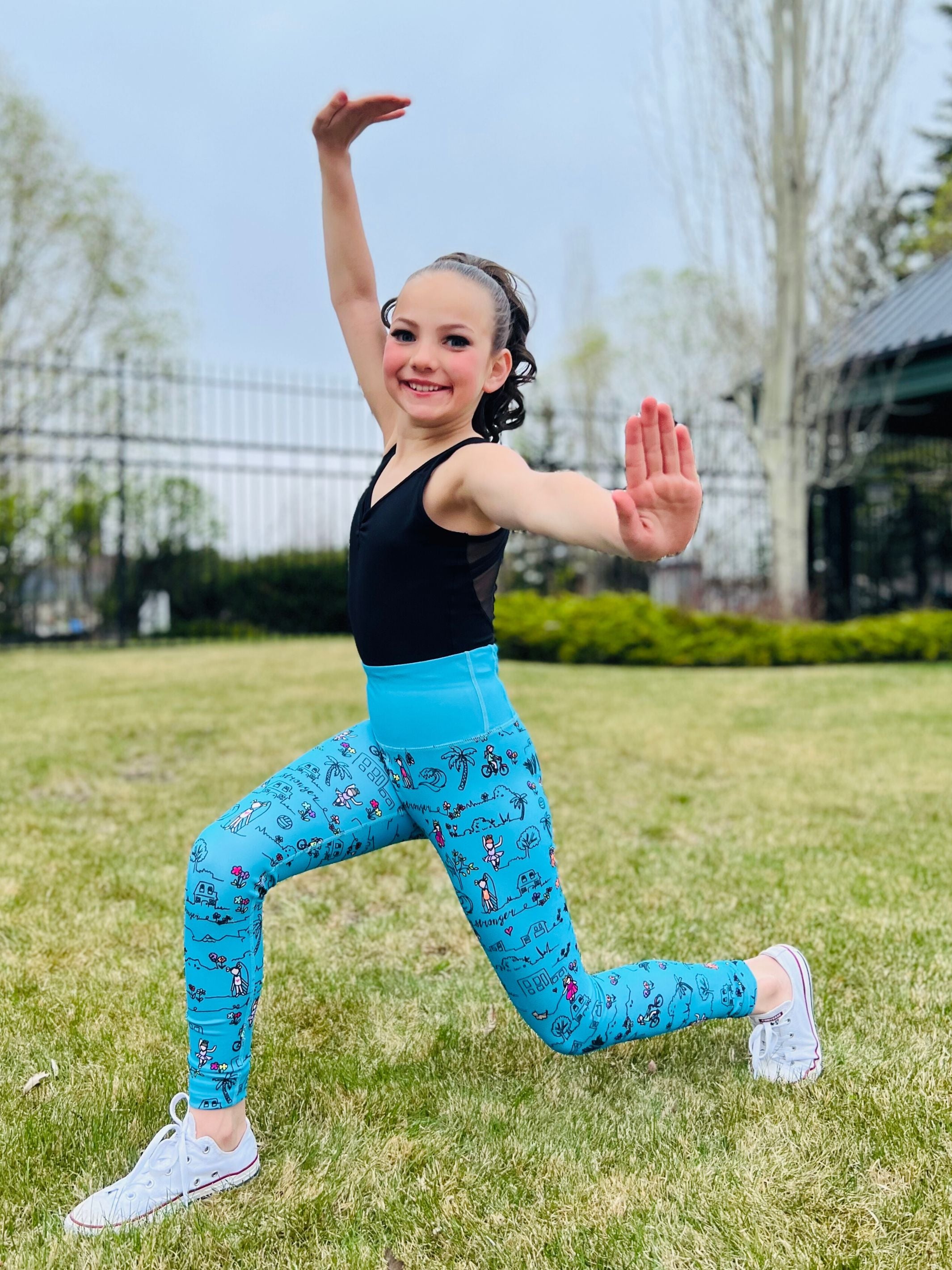 Hailey Girls High-Rise Active Leggings in vibrant colors, showcasing the wide waistband and stylish design, perfect for active girls.