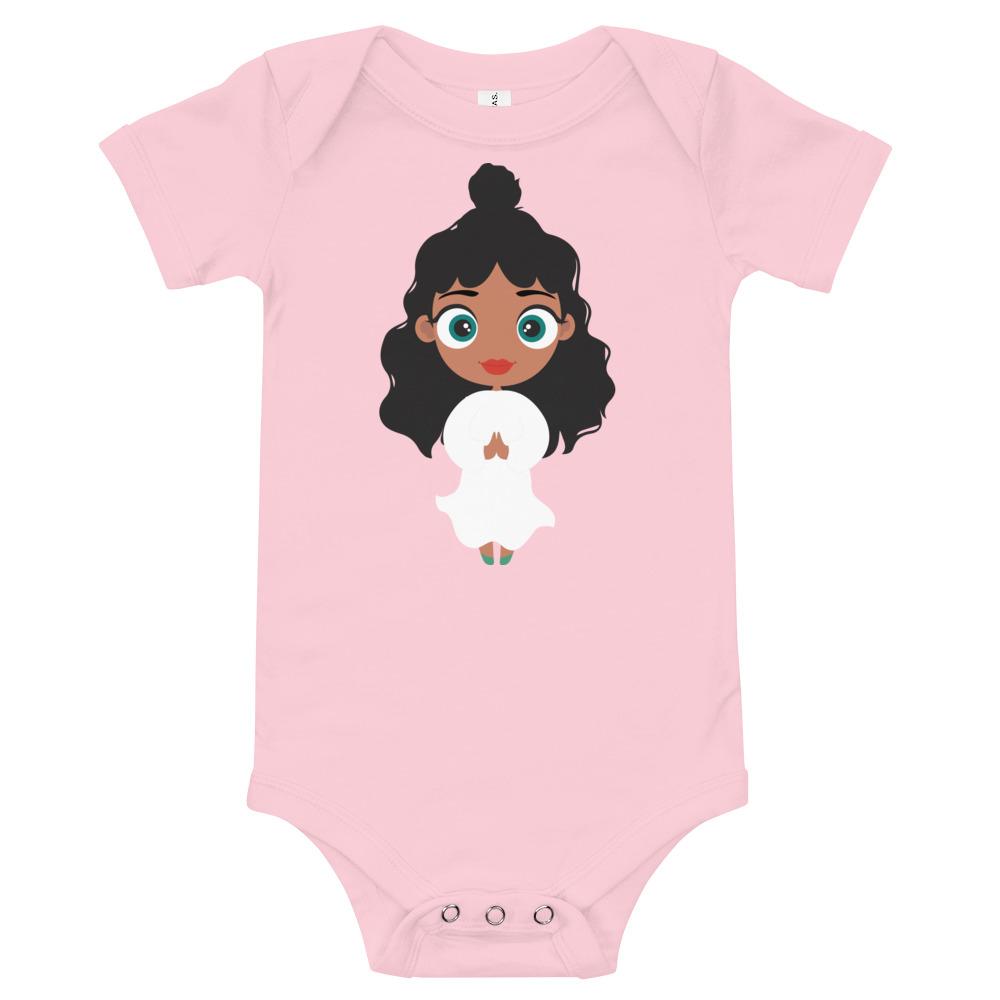 Kritter Christmas Angel Baby Bodysuit in soft cotton, featuring an envelope neckline and snap leg closure, perfect for holiday celebrations.