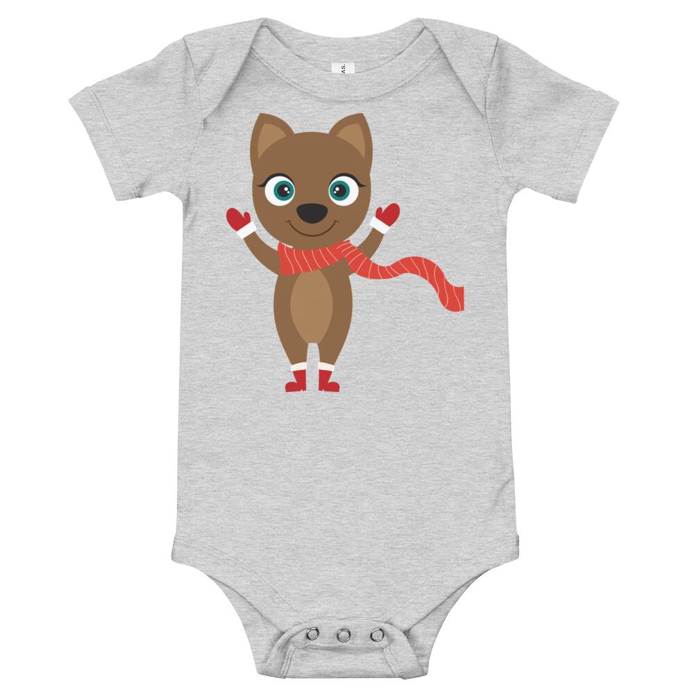 Kritter Christmas Cat Baby Bodysuit featuring a festive cat design, made from soft cotton, perfect for holiday celebrations.