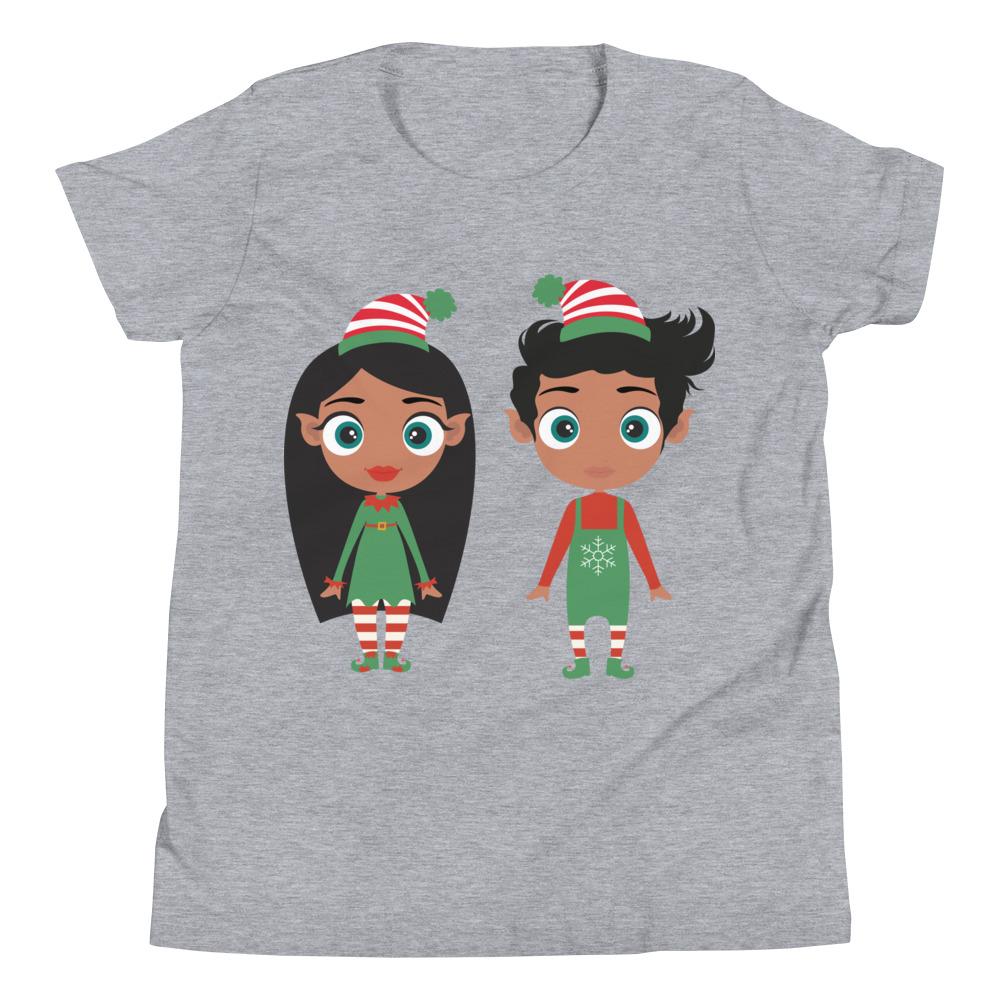 Kritter Christmas Elf Kids T-Shirt featuring a festive elf design, made from soft jersey cotton, perfect for holiday celebrations.