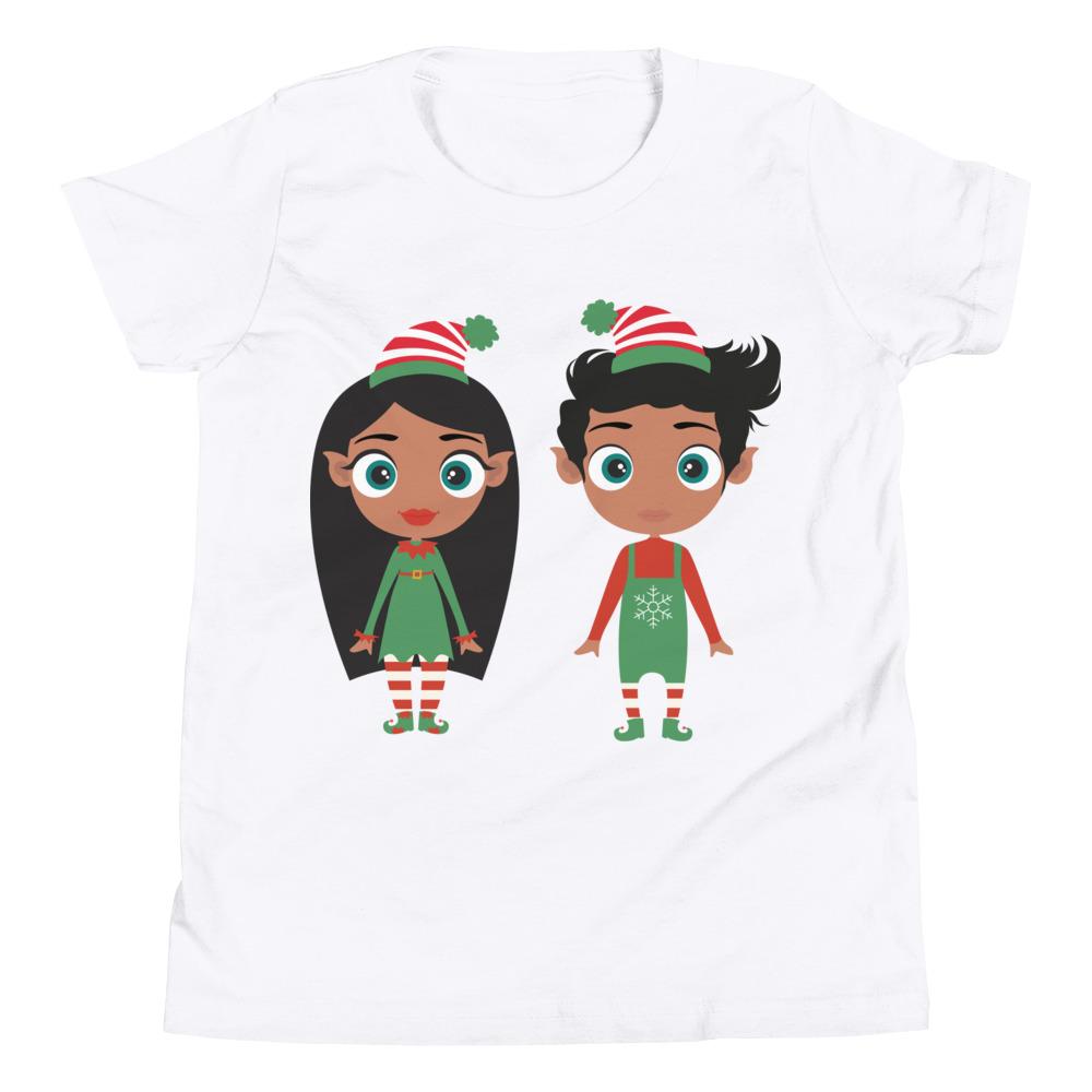 Kritter Christmas Elf Kids T-Shirt featuring a festive elf design, made from soft jersey cotton, perfect for holiday celebrations.